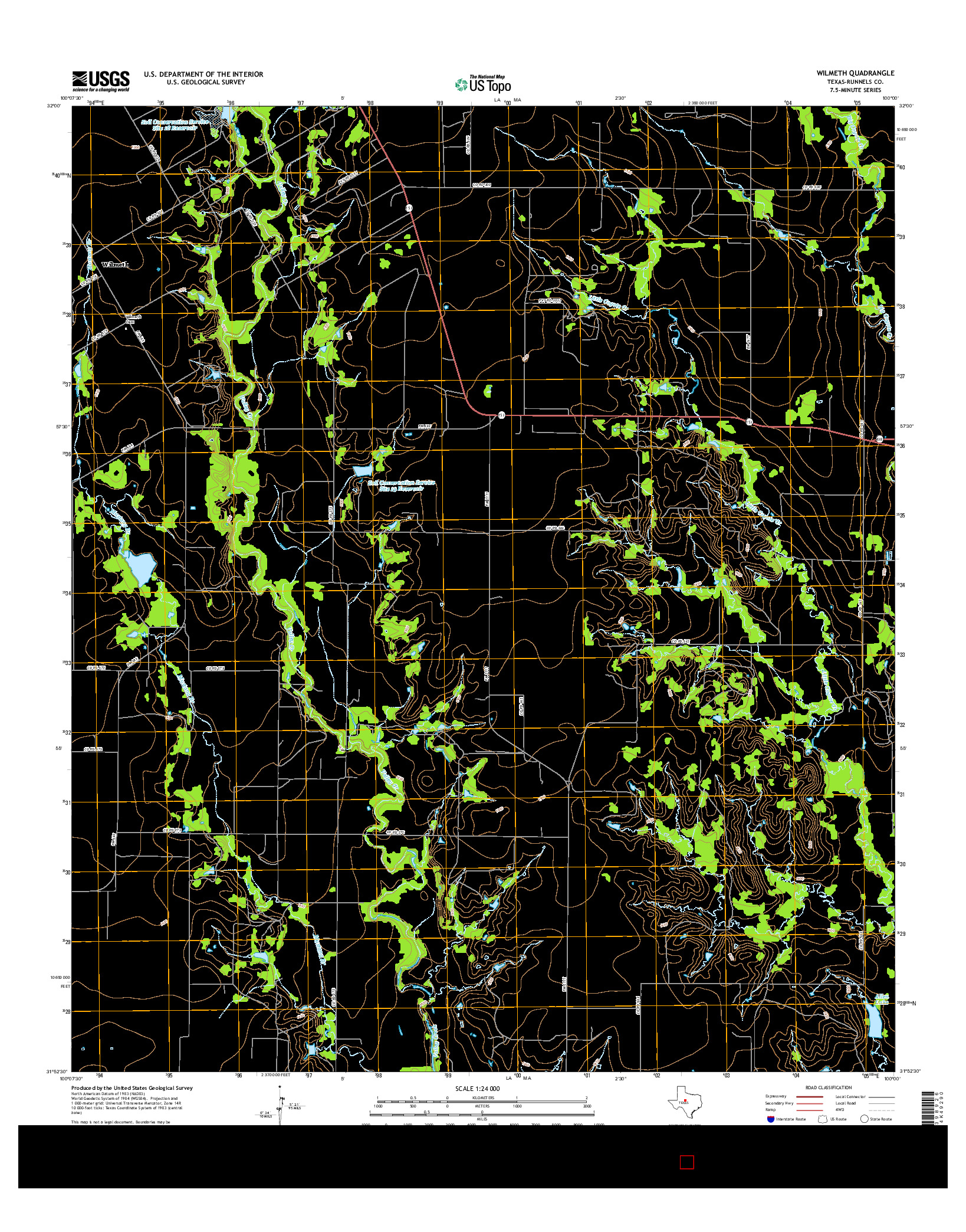 USGS US TOPO 7.5-MINUTE MAP FOR WILMETH, TX 2016