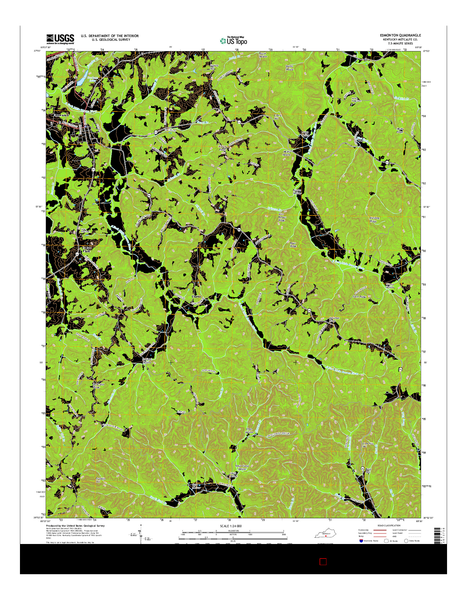 USGS US TOPO 7.5-MINUTE MAP FOR EDMONTON, KY 2016