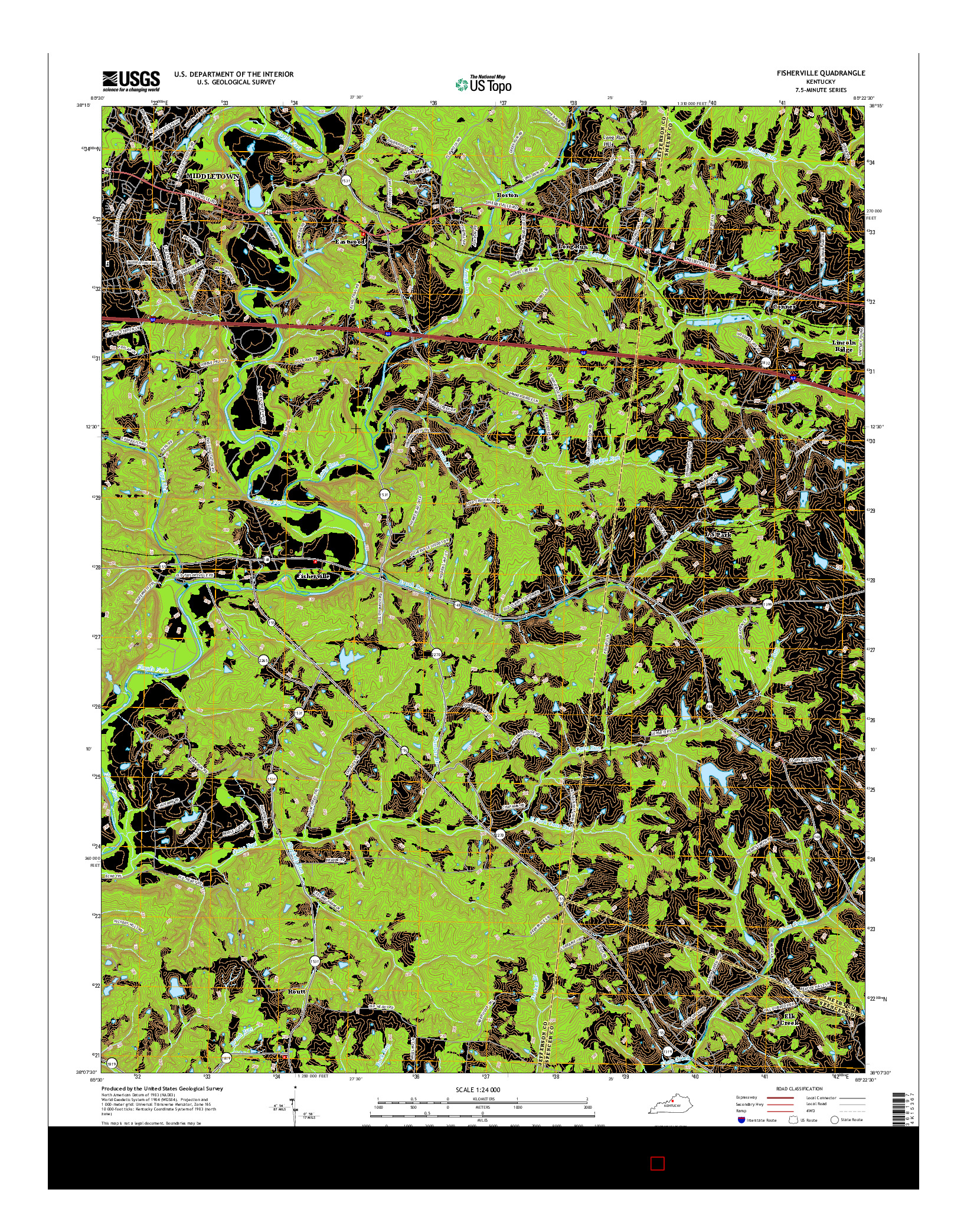 USGS US TOPO 7.5-MINUTE MAP FOR FISHERVILLE, KY 2016