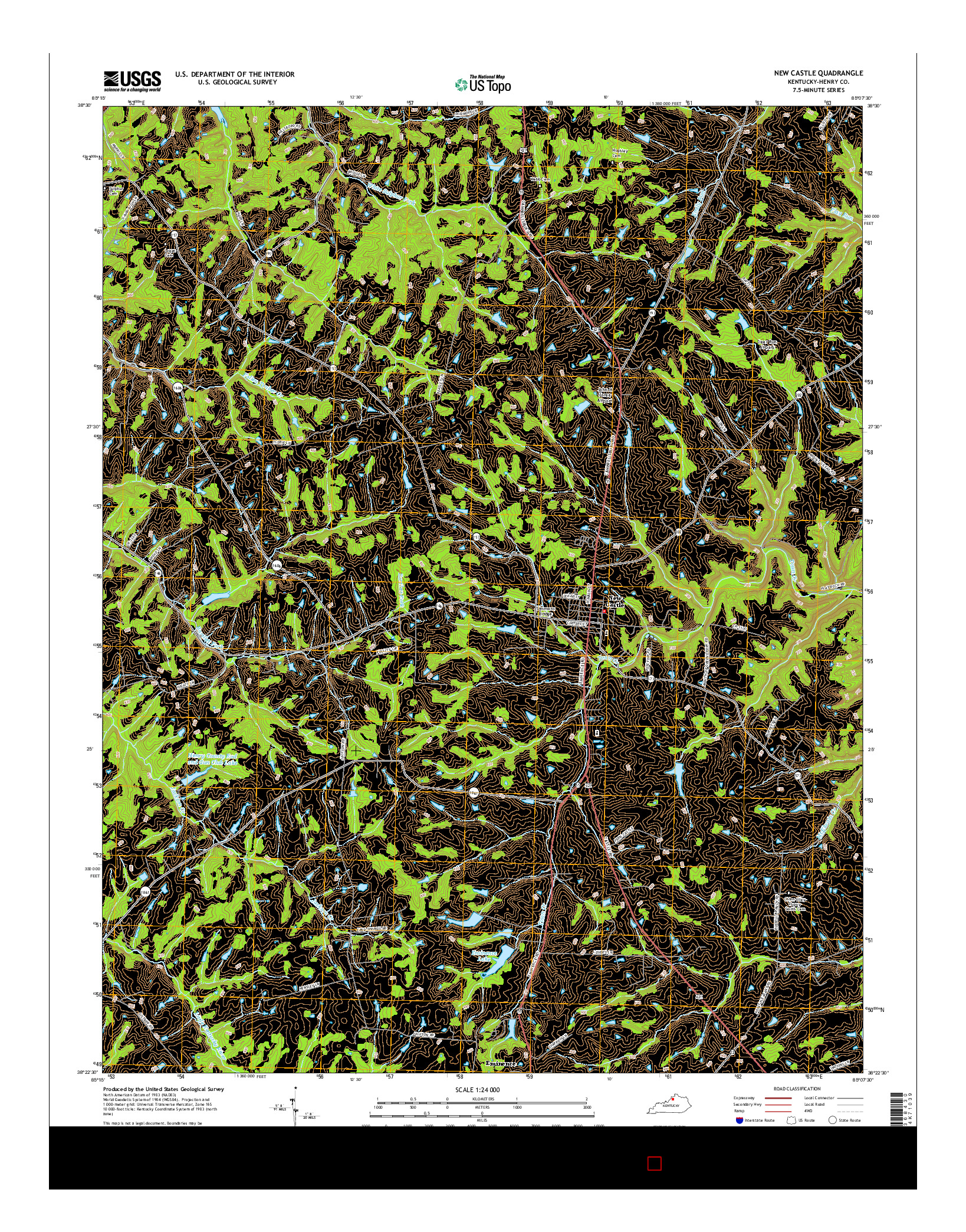 USGS US TOPO 7.5-MINUTE MAP FOR NEW CASTLE, KY 2016