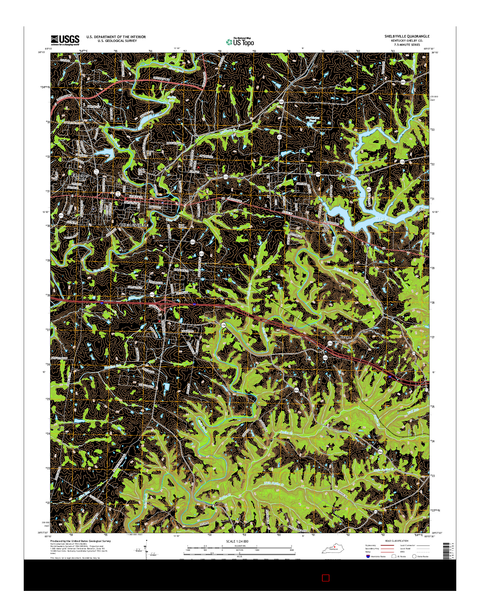 USGS US TOPO 7.5-MINUTE MAP FOR SHELBYVILLE, KY 2016