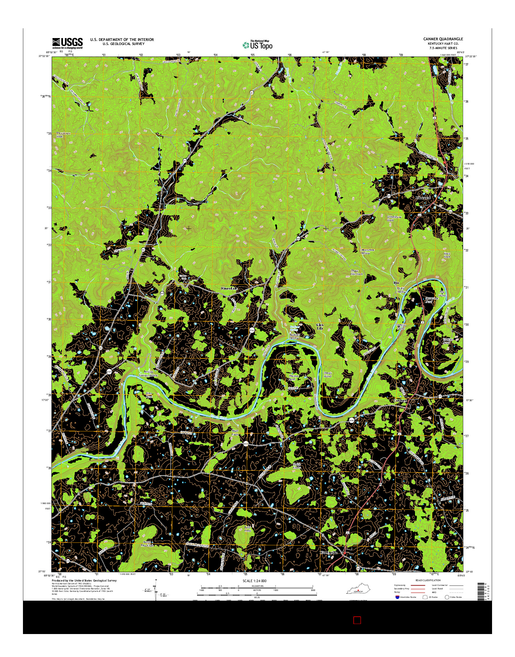 USGS US TOPO 7.5-MINUTE MAP FOR CANMER, KY 2016