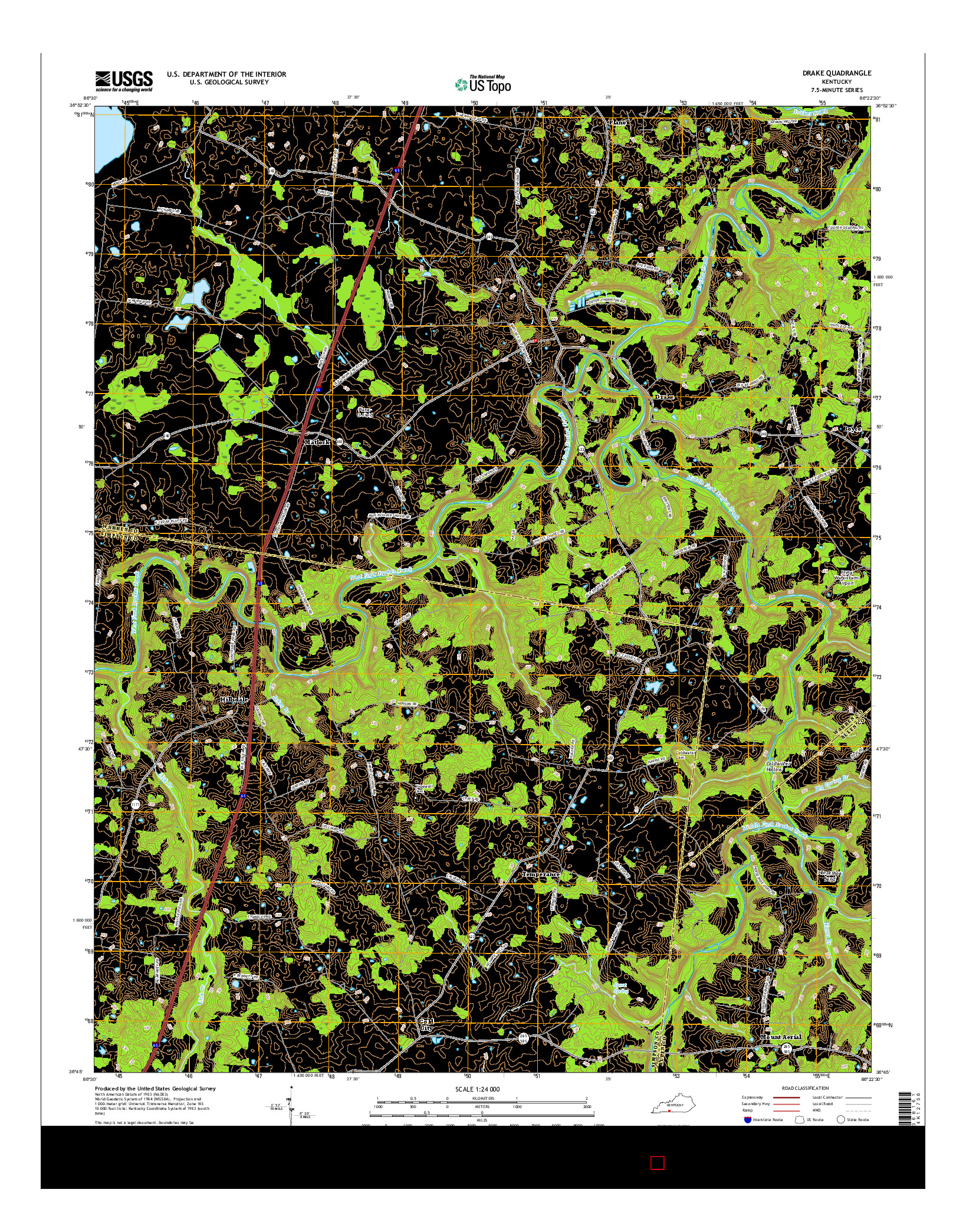 USGS US TOPO 7.5-MINUTE MAP FOR DRAKE, KY 2016