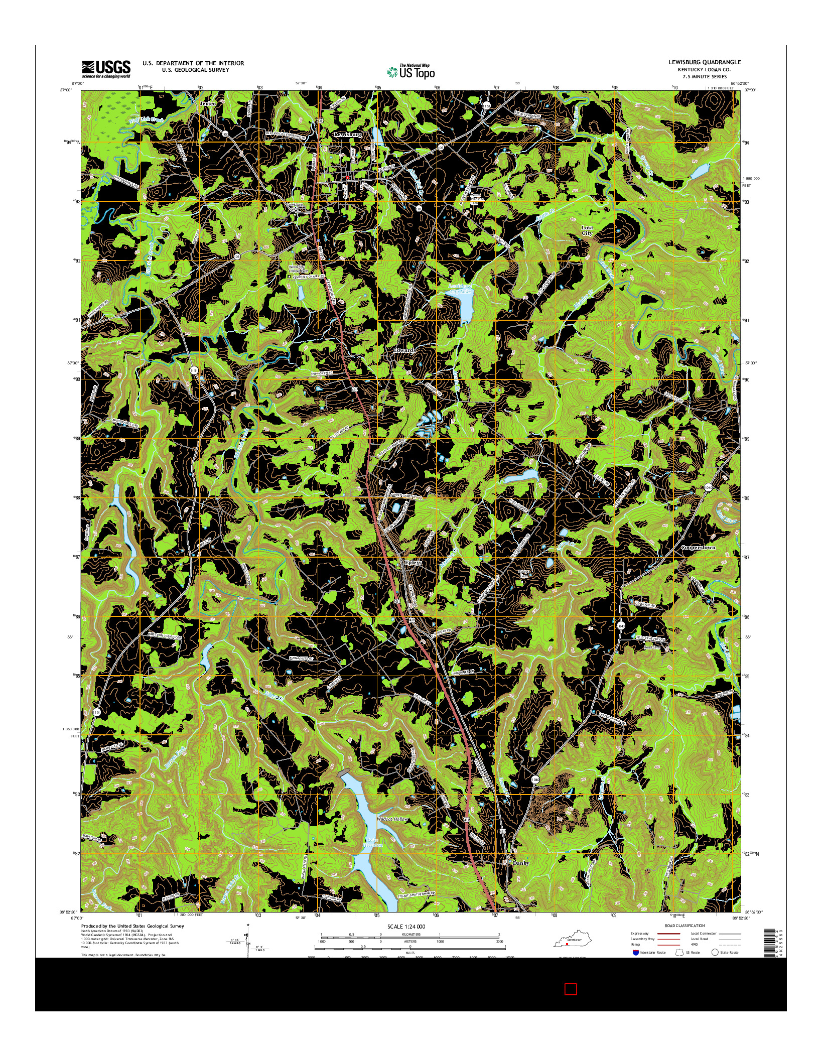 USGS US TOPO 7.5-MINUTE MAP FOR LEWISBURG, KY 2016