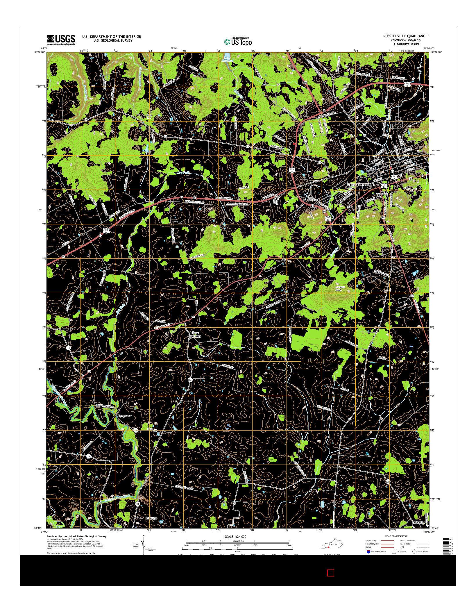 USGS US TOPO 7.5-MINUTE MAP FOR RUSSELLVILLE, KY 2016