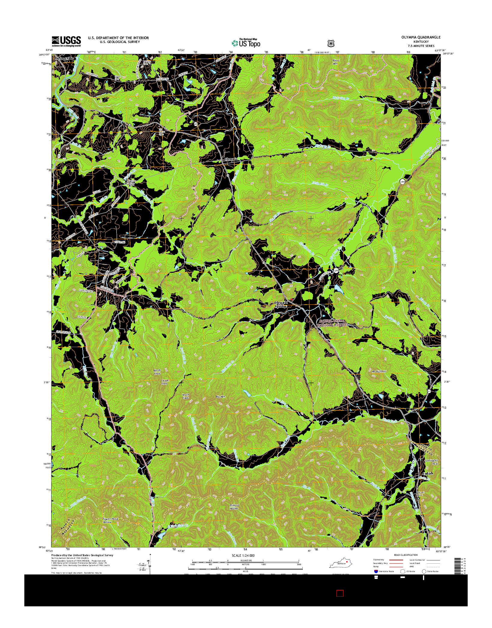 USGS US TOPO 7.5-MINUTE MAP FOR OLYMPIA, KY 2016