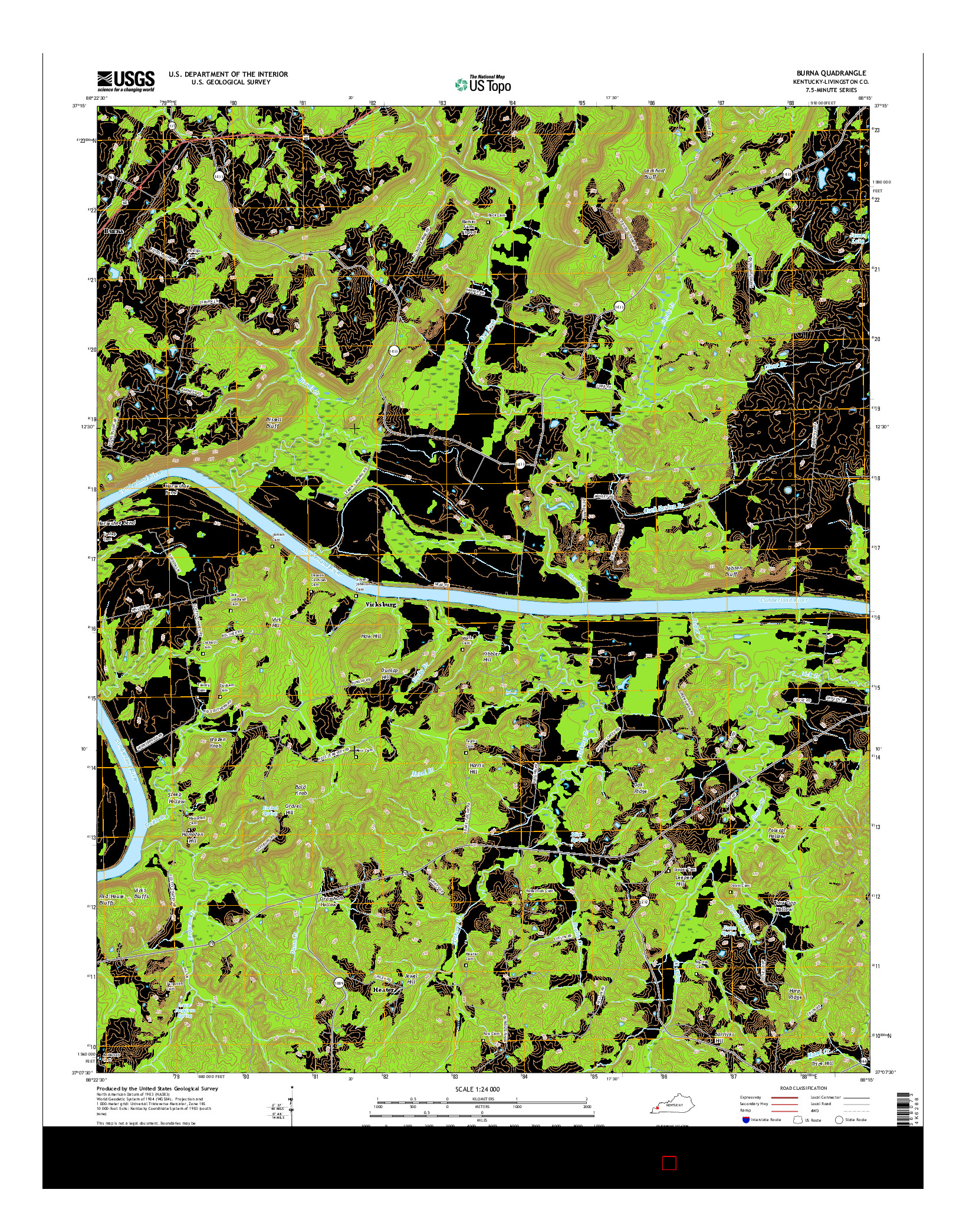 USGS US TOPO 7.5-MINUTE MAP FOR BURNA, KY 2016