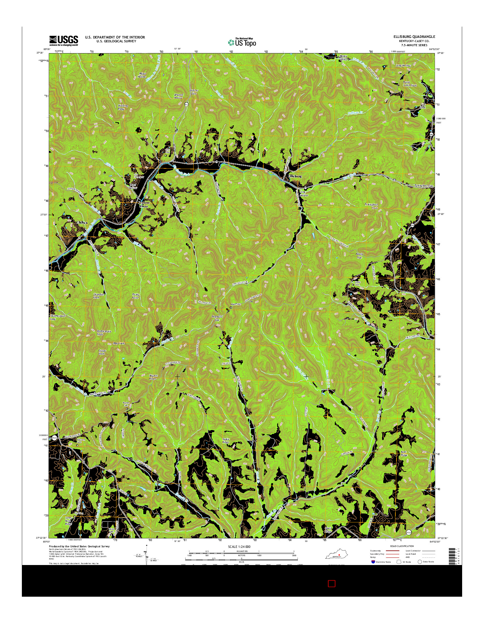 USGS US TOPO 7.5-MINUTE MAP FOR ELLISBURG, KY 2016