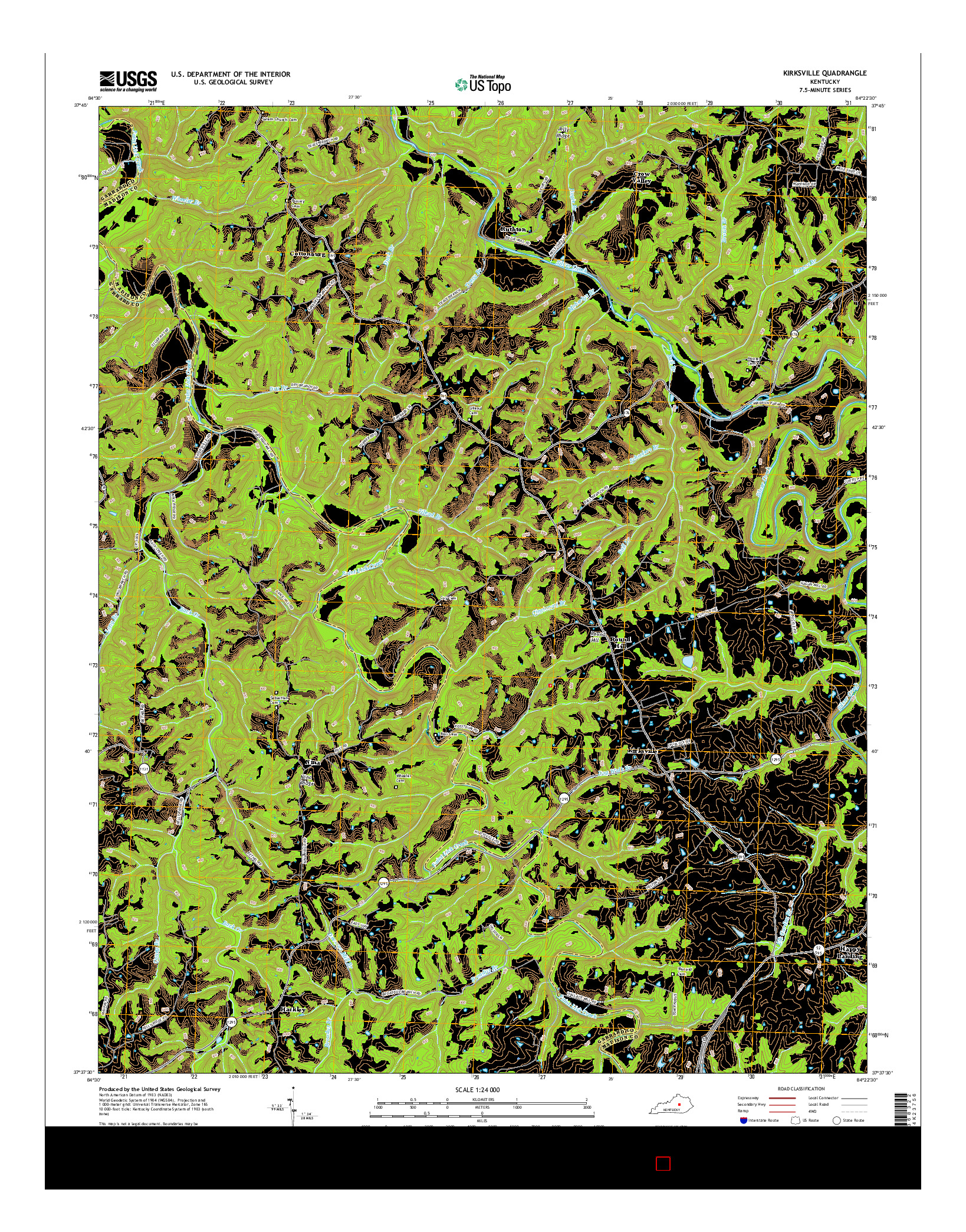 USGS US TOPO 7.5-MINUTE MAP FOR KIRKSVILLE, KY 2016