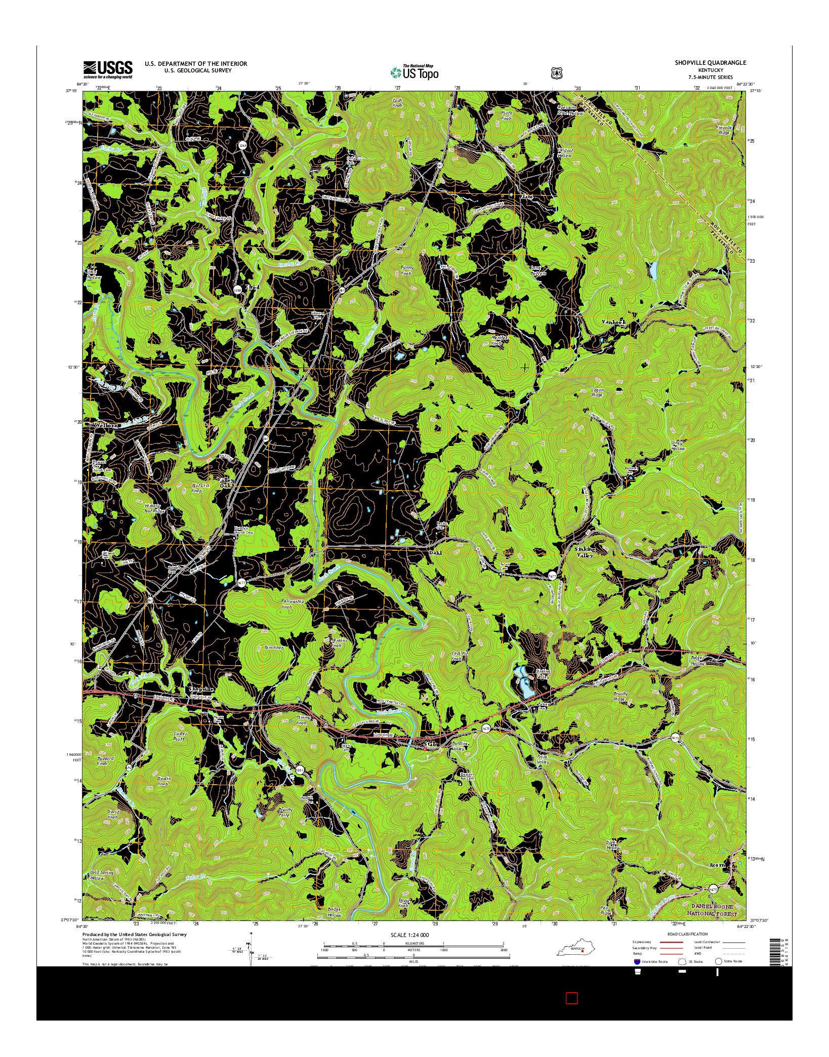 USGS US TOPO 7.5-MINUTE MAP FOR SHOPVILLE, KY 2016