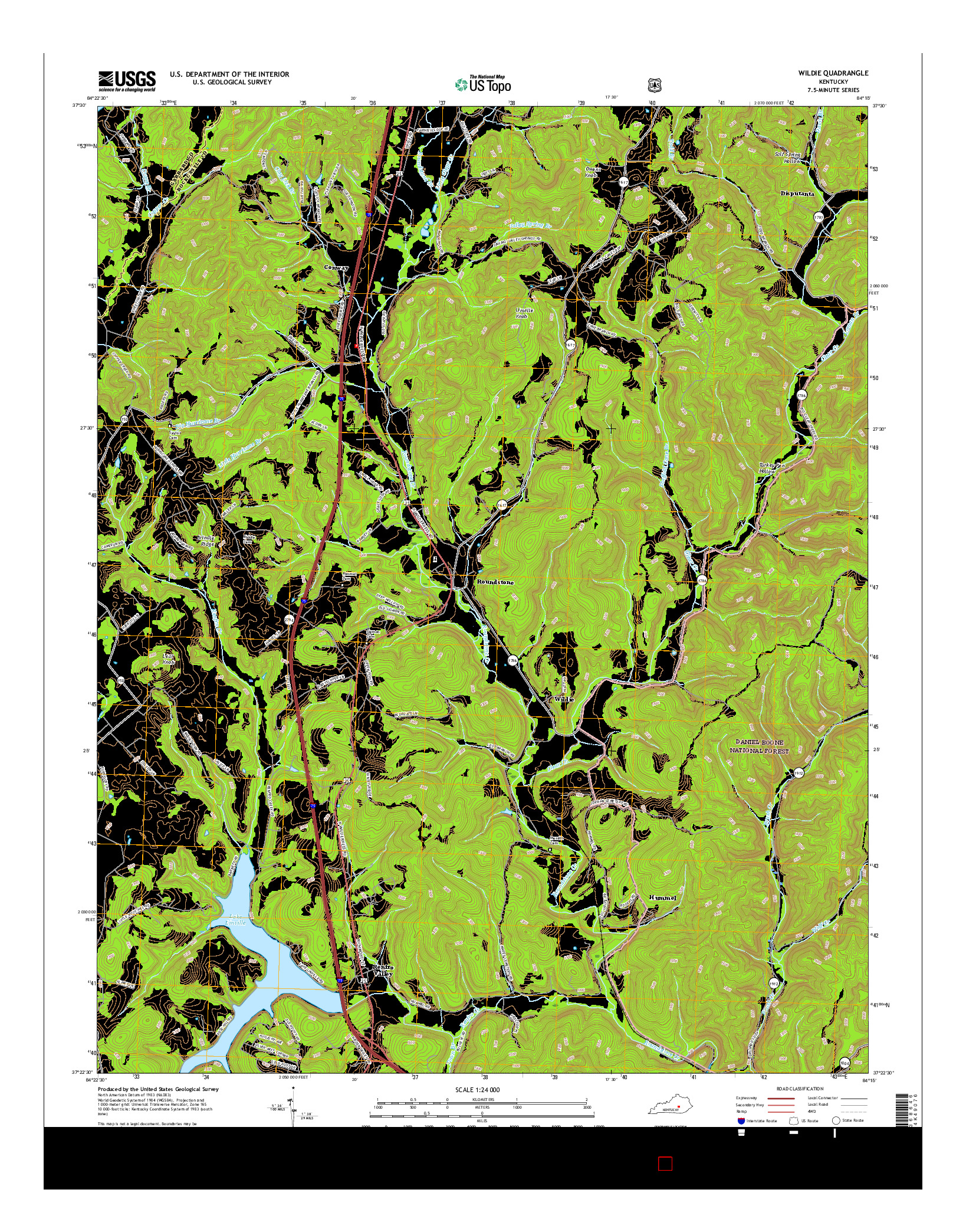 USGS US TOPO 7.5-MINUTE MAP FOR WILDIE, KY 2016