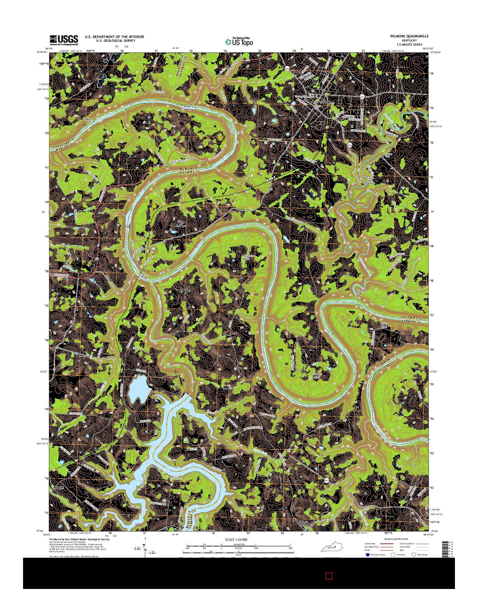 USGS US TOPO 7.5-MINUTE MAP FOR WILMORE, KY 2016