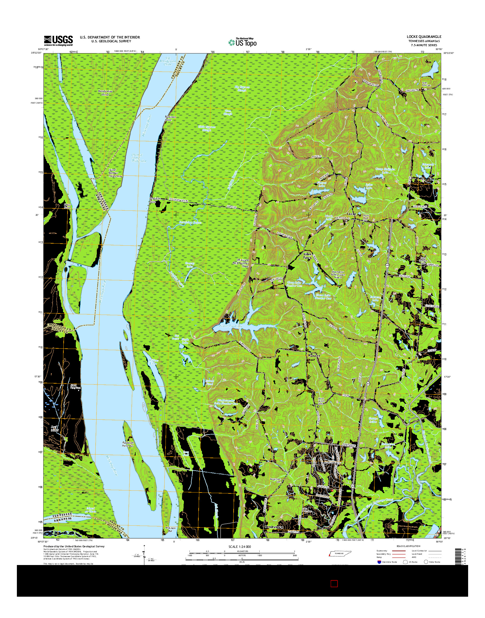 USGS US TOPO 7.5-MINUTE MAP FOR LOCKE, TN-AR 2016