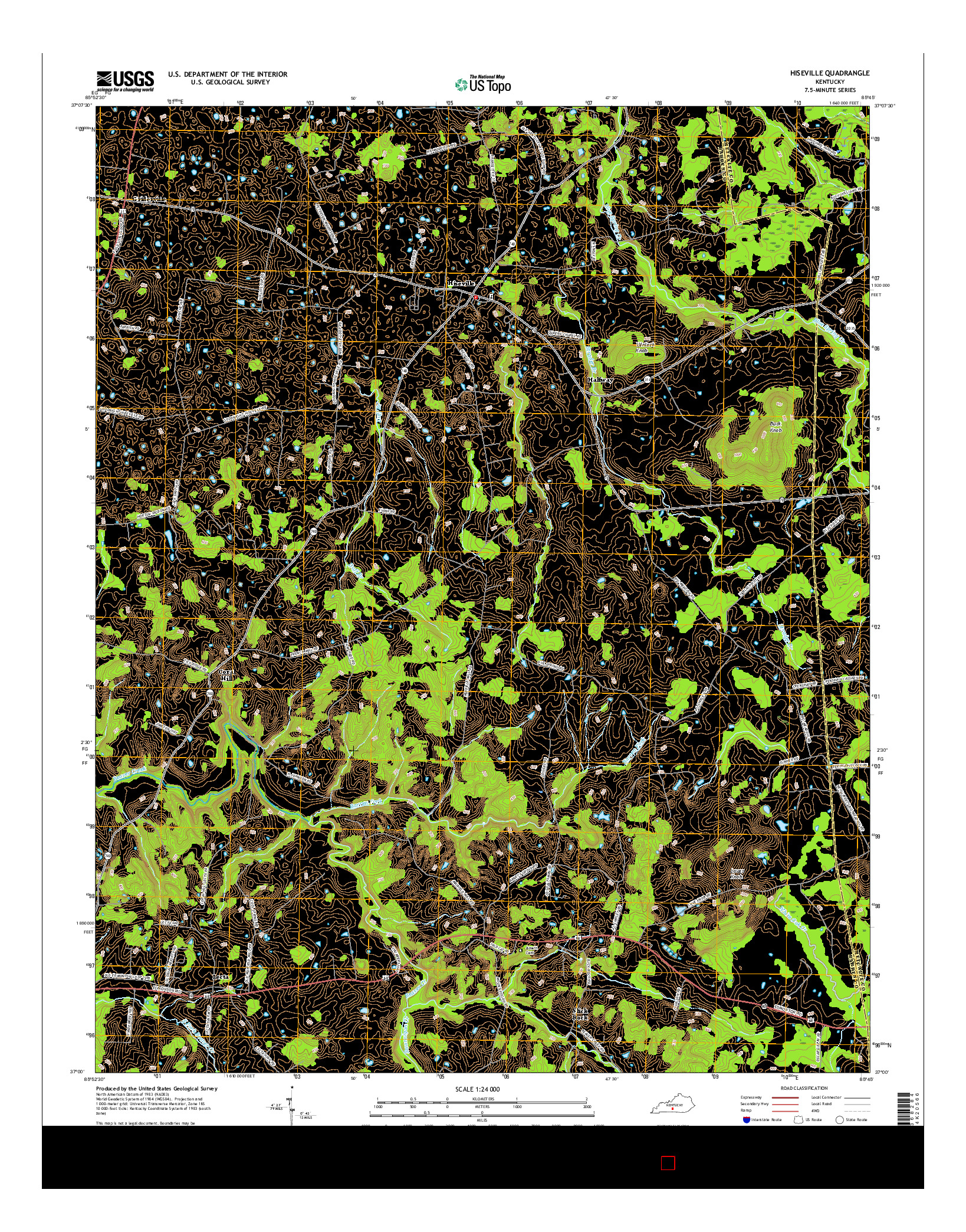 USGS US TOPO 7.5-MINUTE MAP FOR HISEVILLE, KY 2016