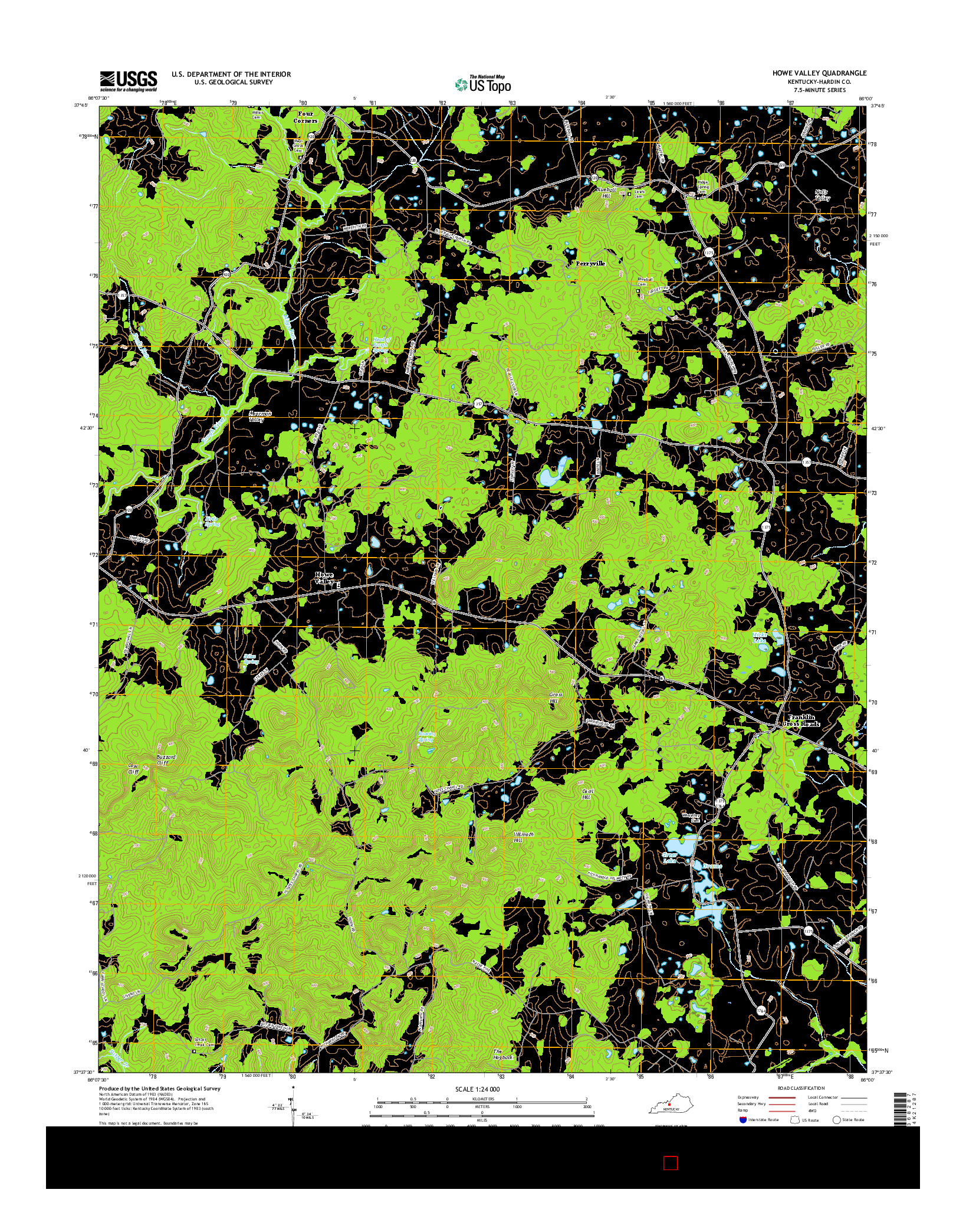 USGS US TOPO 7.5-MINUTE MAP FOR HOWE VALLEY, KY 2016