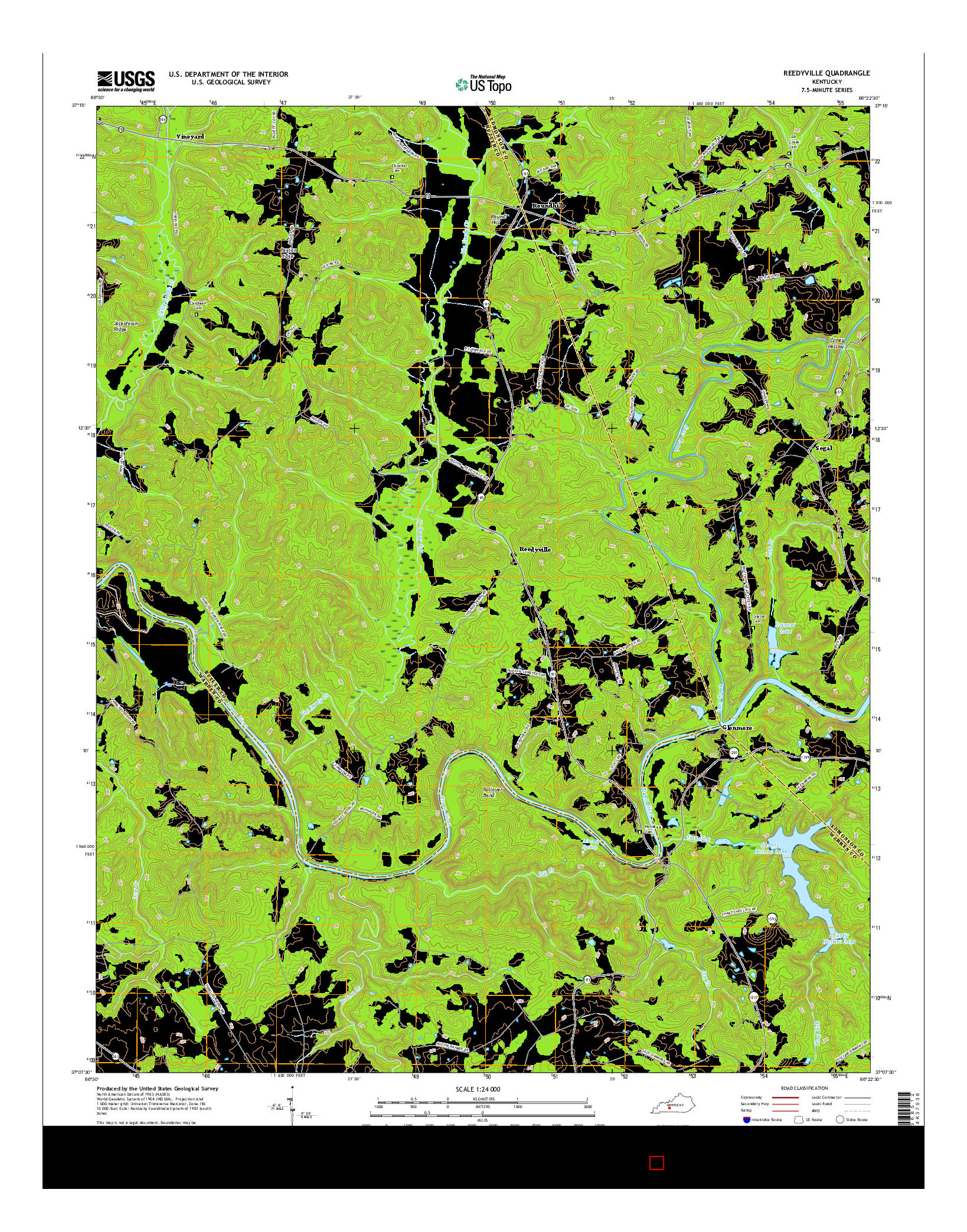 USGS US TOPO 7.5-MINUTE MAP FOR REEDYVILLE, KY 2016