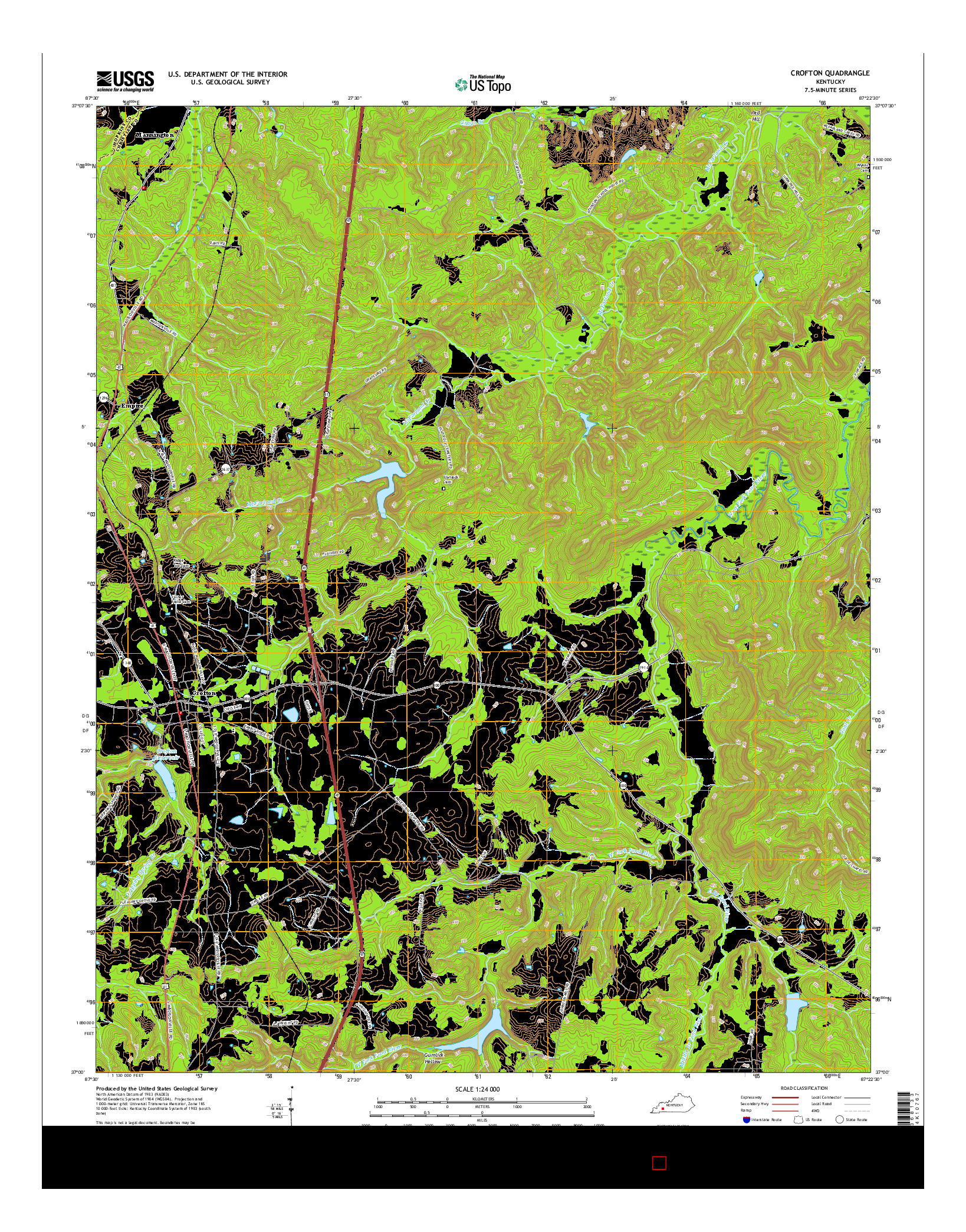 USGS US TOPO 7.5-MINUTE MAP FOR CROFTON, KY 2016