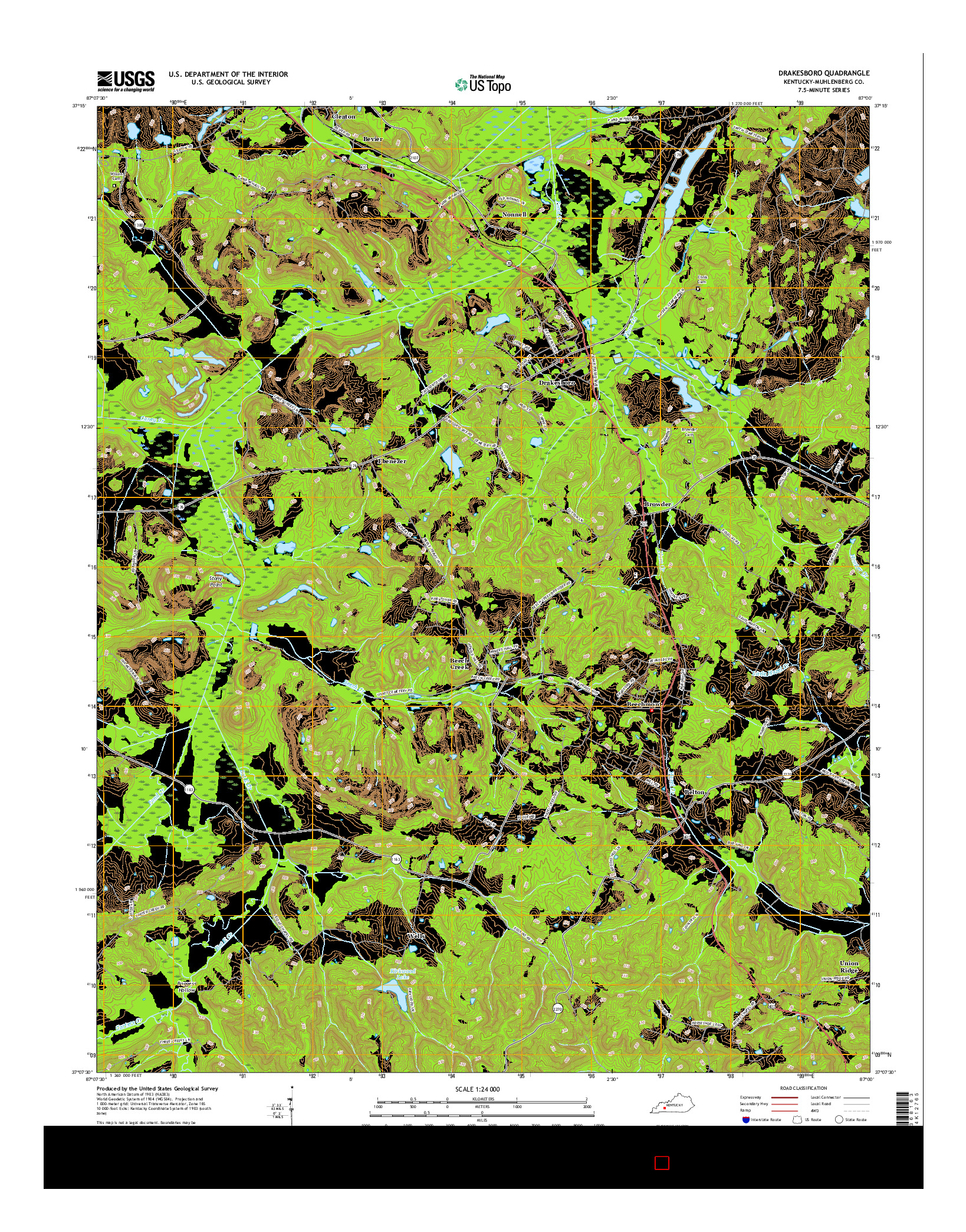 USGS US TOPO 7.5-MINUTE MAP FOR DRAKESBORO, KY 2016