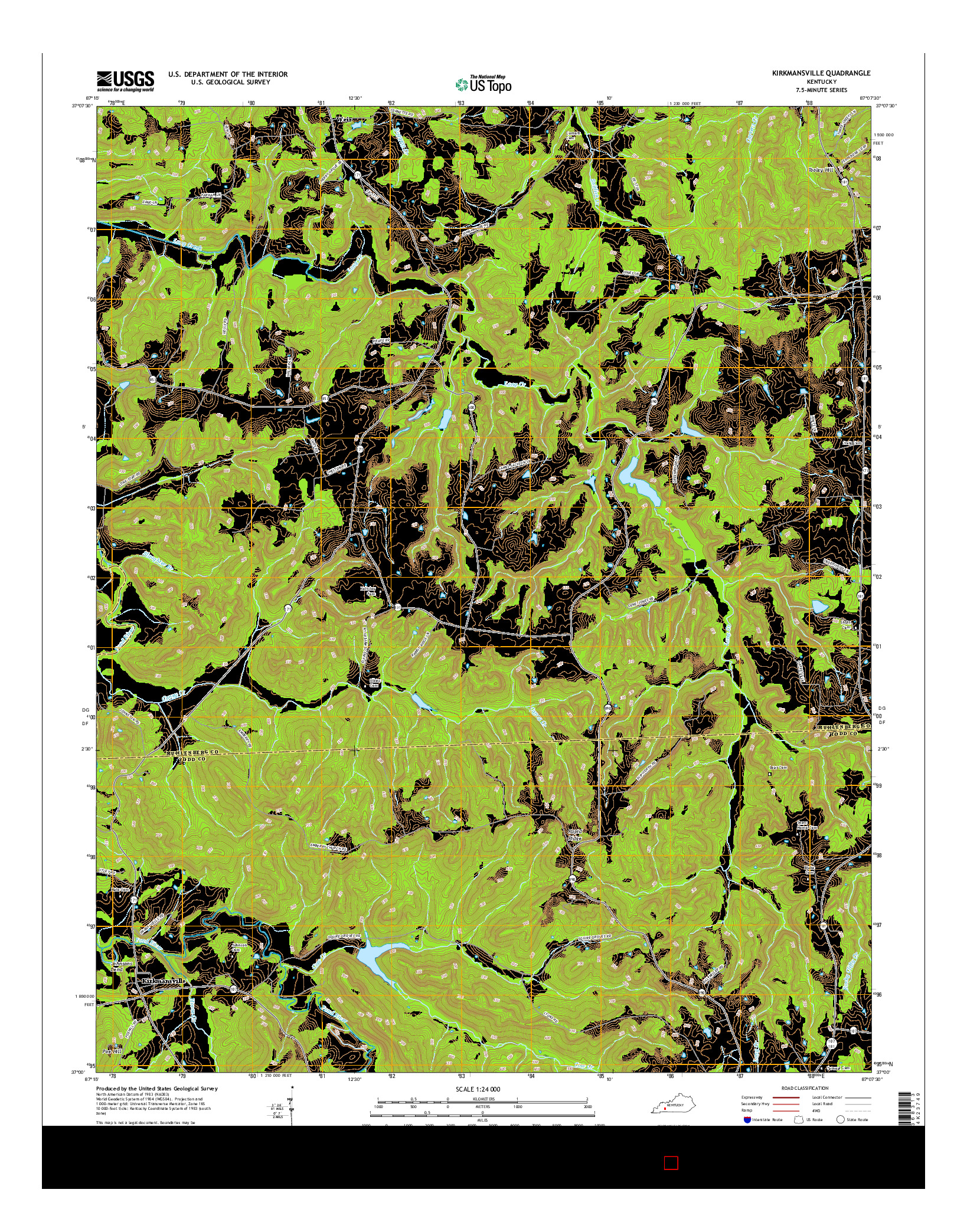 USGS US TOPO 7.5-MINUTE MAP FOR KIRKMANSVILLE, KY 2016