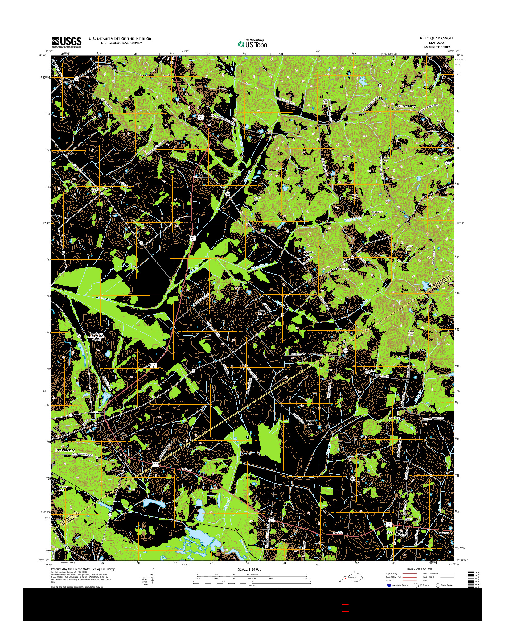 USGS US TOPO 7.5-MINUTE MAP FOR NEBO, KY 2016