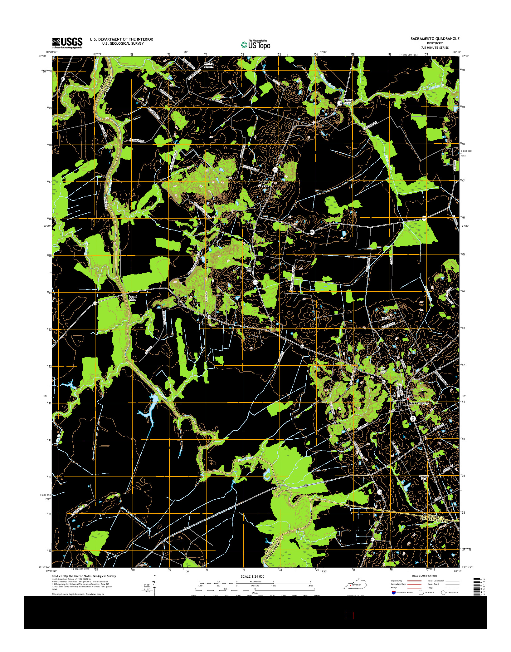 USGS US TOPO 7.5-MINUTE MAP FOR SACRAMENTO, KY 2016