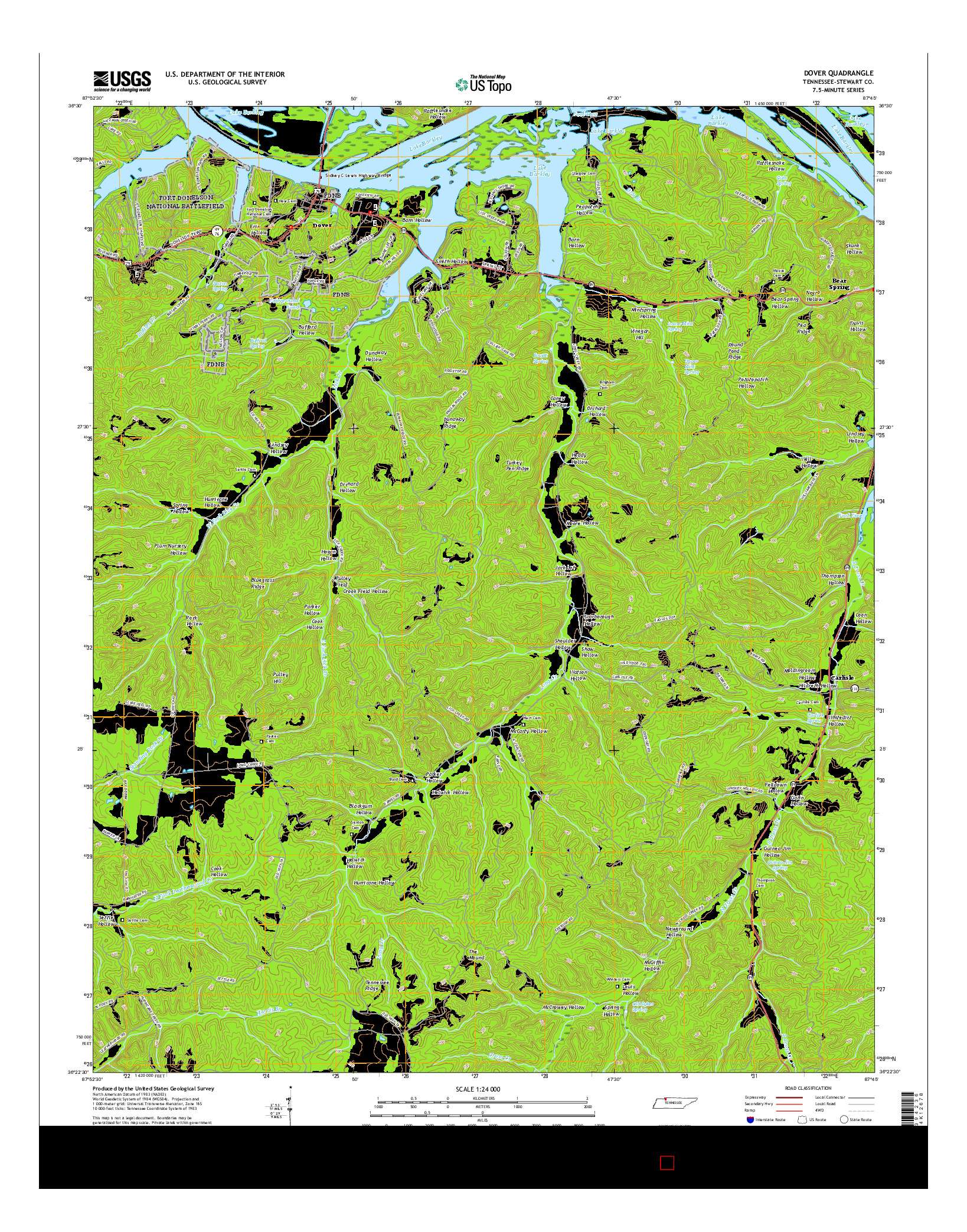 USGS US TOPO 7.5-MINUTE MAP FOR DOVER, TN 2016