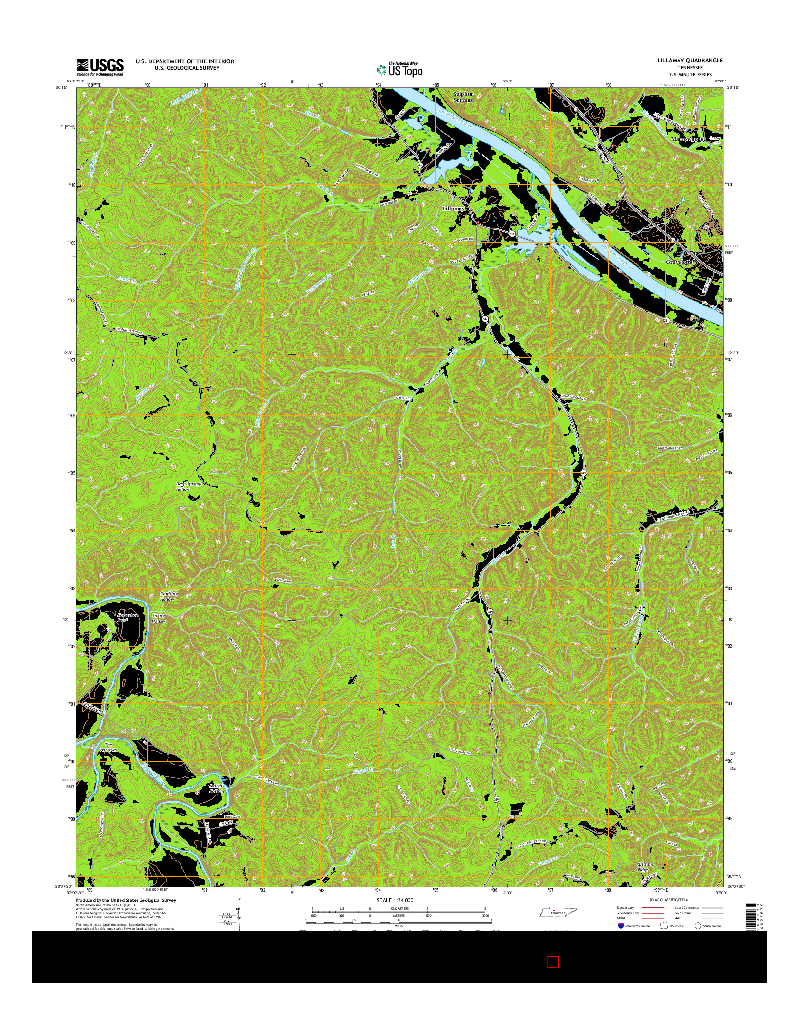 USGS US TOPO 7.5-MINUTE MAP FOR LILLAMAY, TN 2016