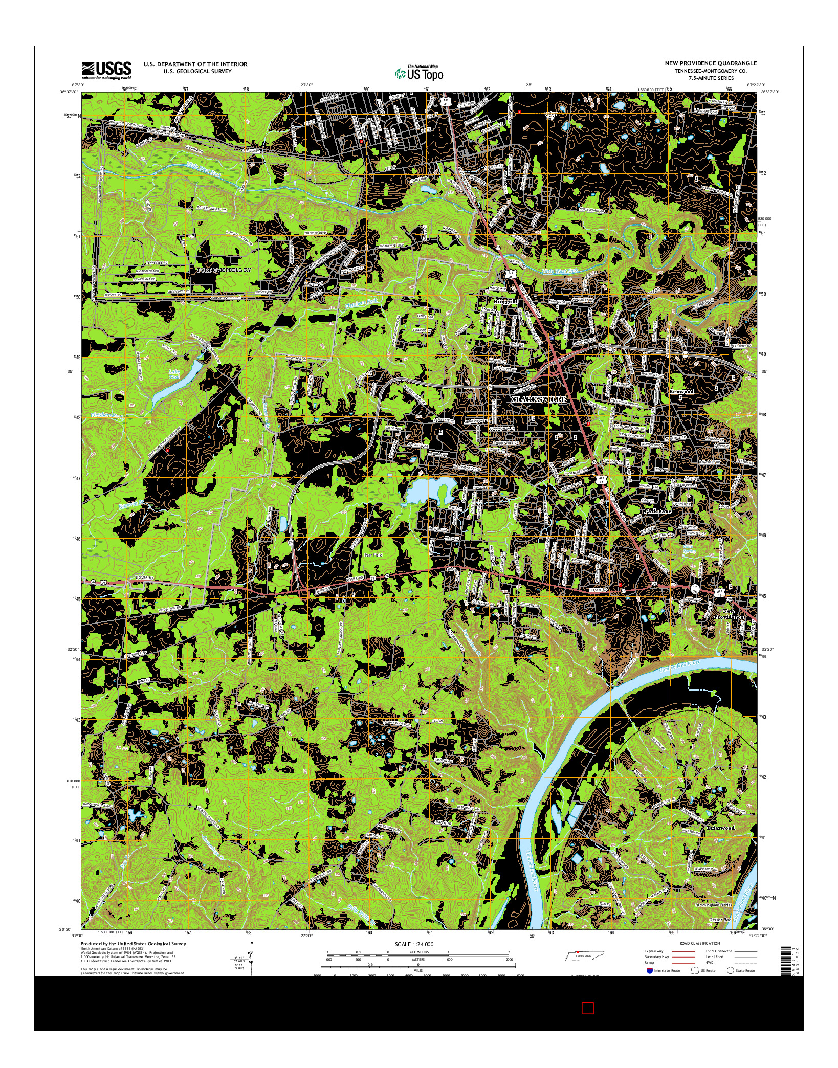 USGS US TOPO 7.5-MINUTE MAP FOR NEW PROVIDENCE, TN 2016