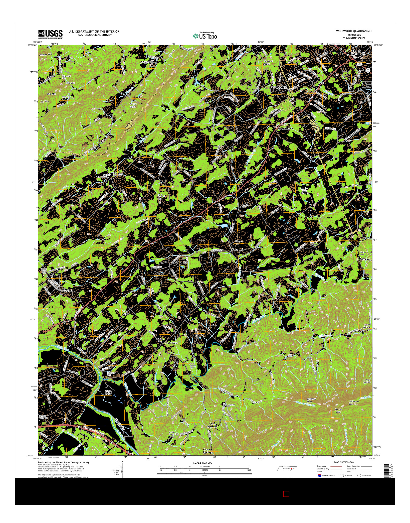 USGS US TOPO 7.5-MINUTE MAP FOR WILDWOOD, TN 2016