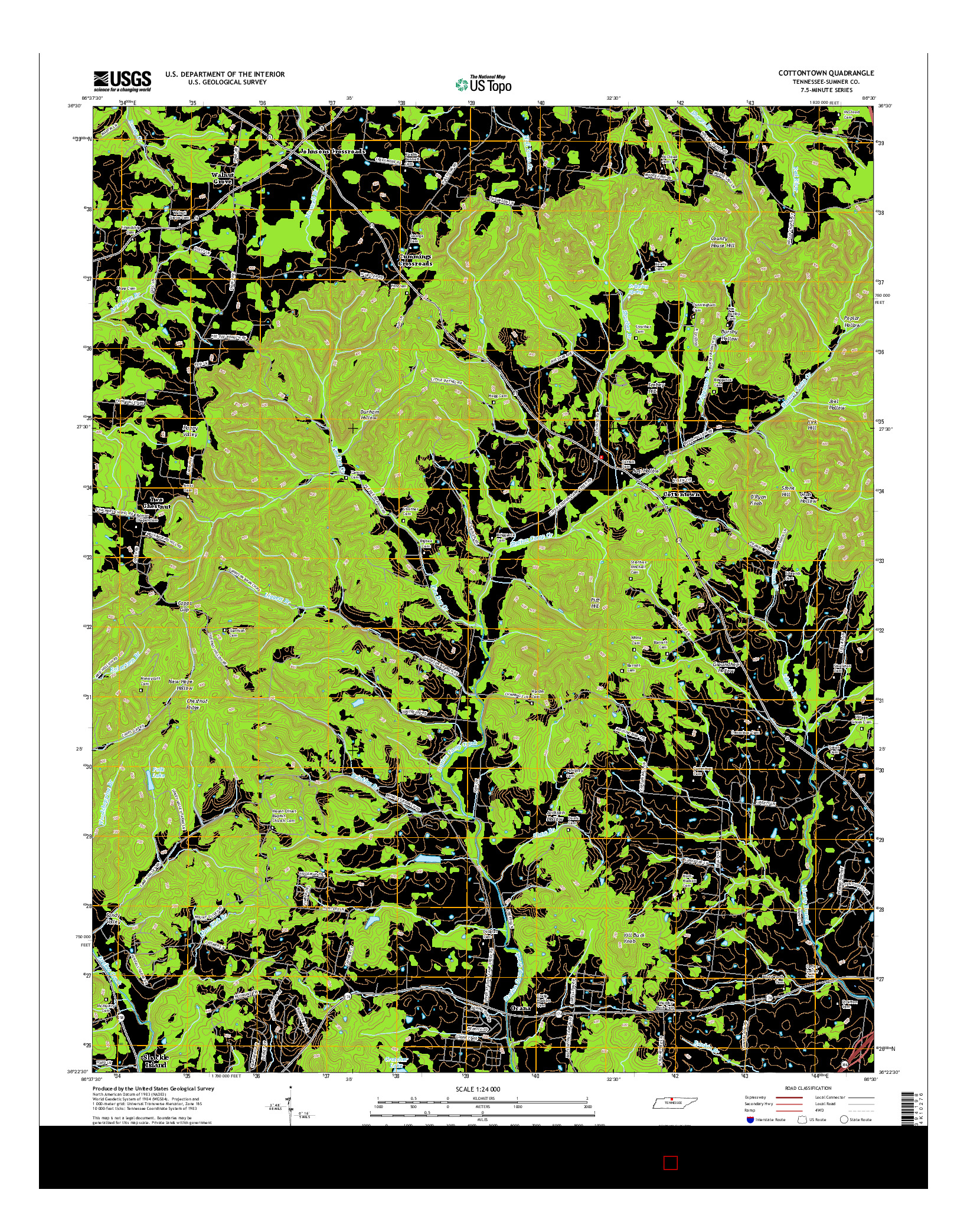 USGS US TOPO 7.5-MINUTE MAP FOR COTTONTOWN, TN 2016