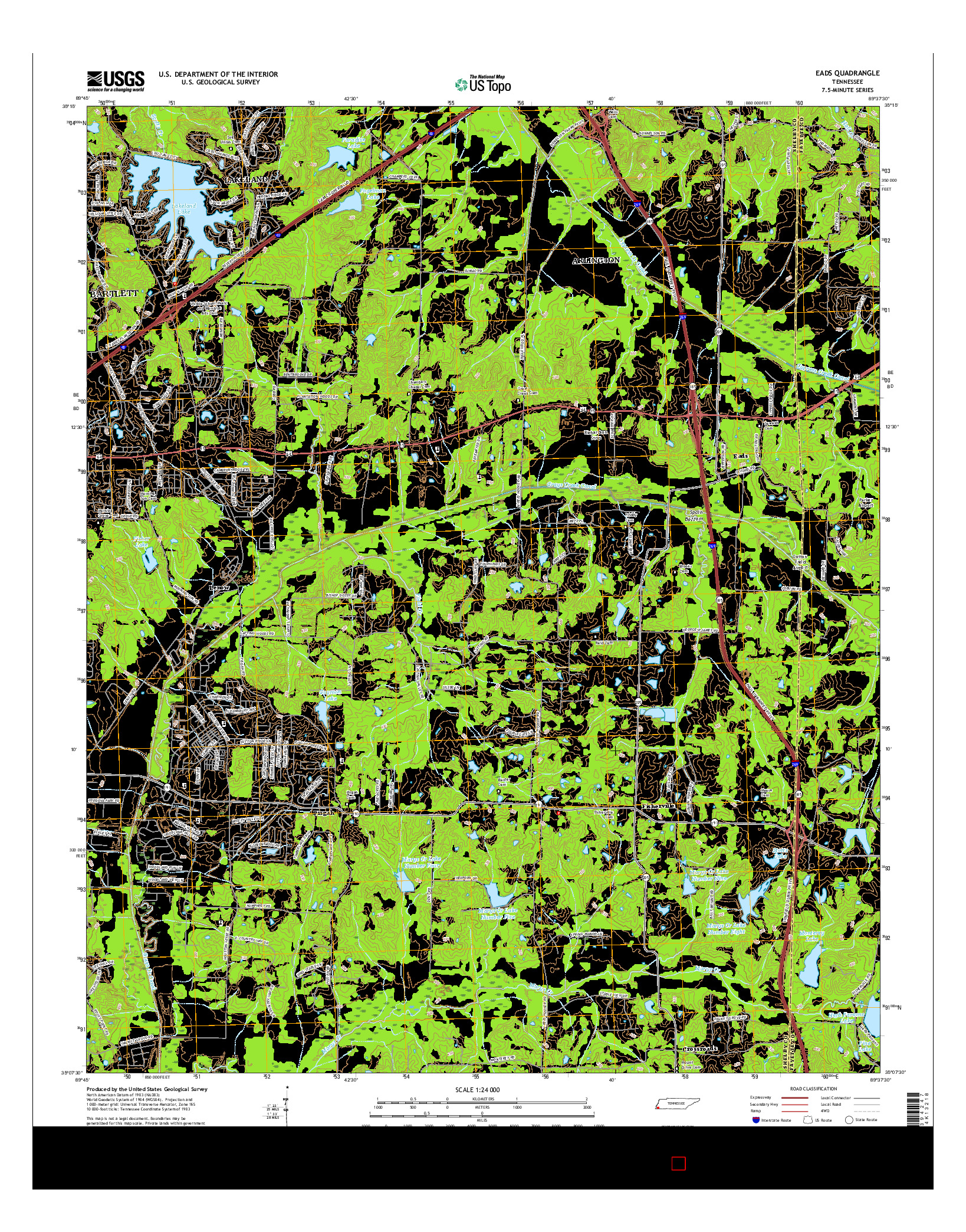 USGS US TOPO 7.5-MINUTE MAP FOR EADS, TN 2016