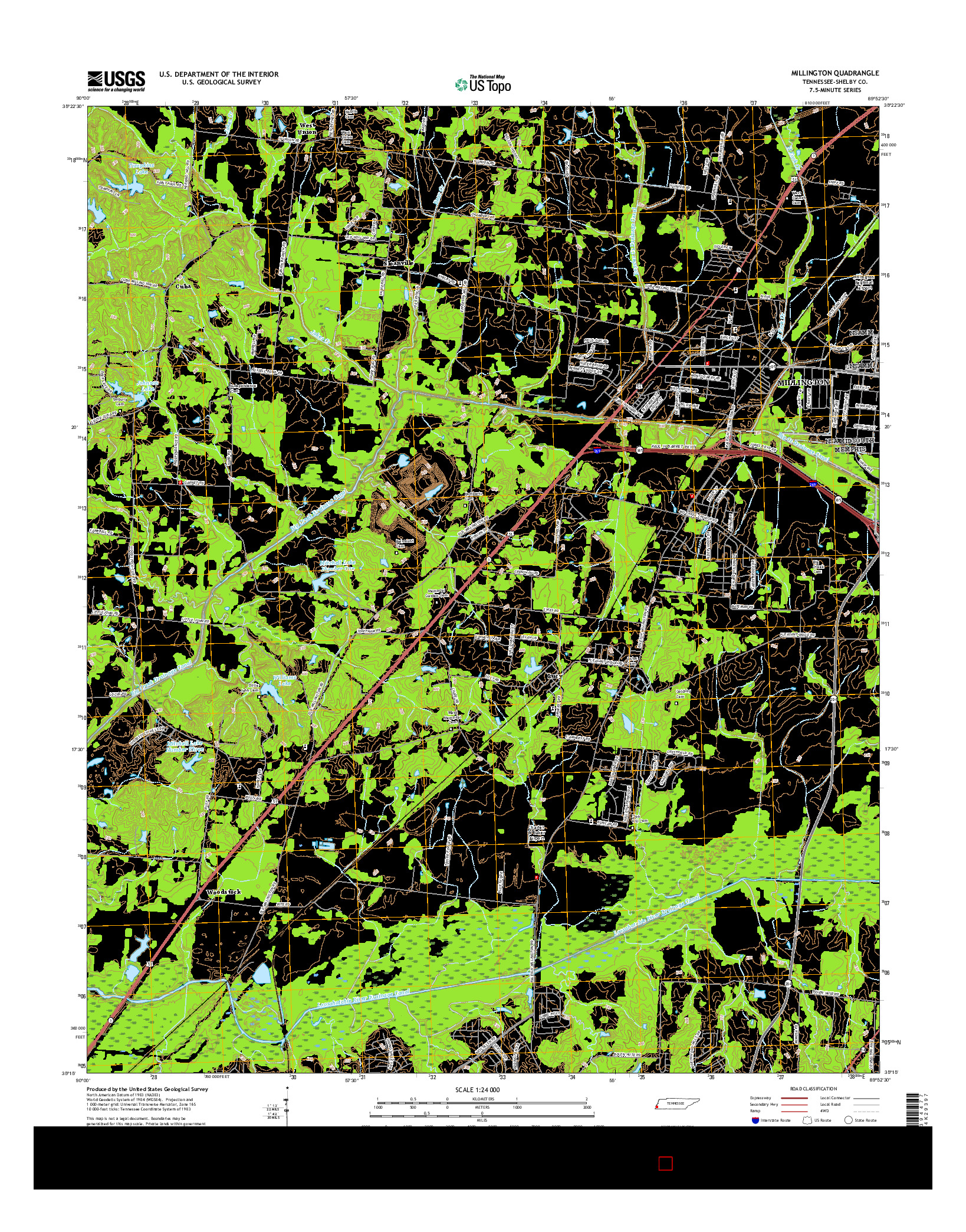 USGS US TOPO 7.5-MINUTE MAP FOR MILLINGTON, TN 2016