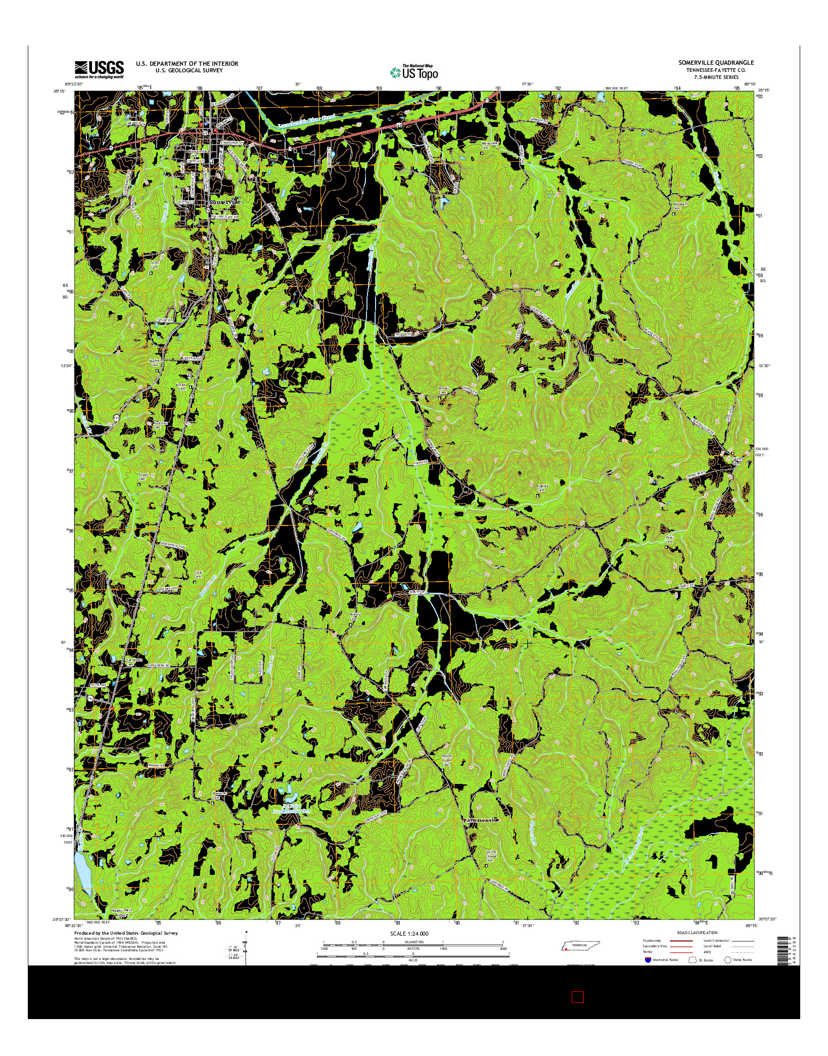 USGS US TOPO 7.5-MINUTE MAP FOR SOMERVILLE, TN 2016