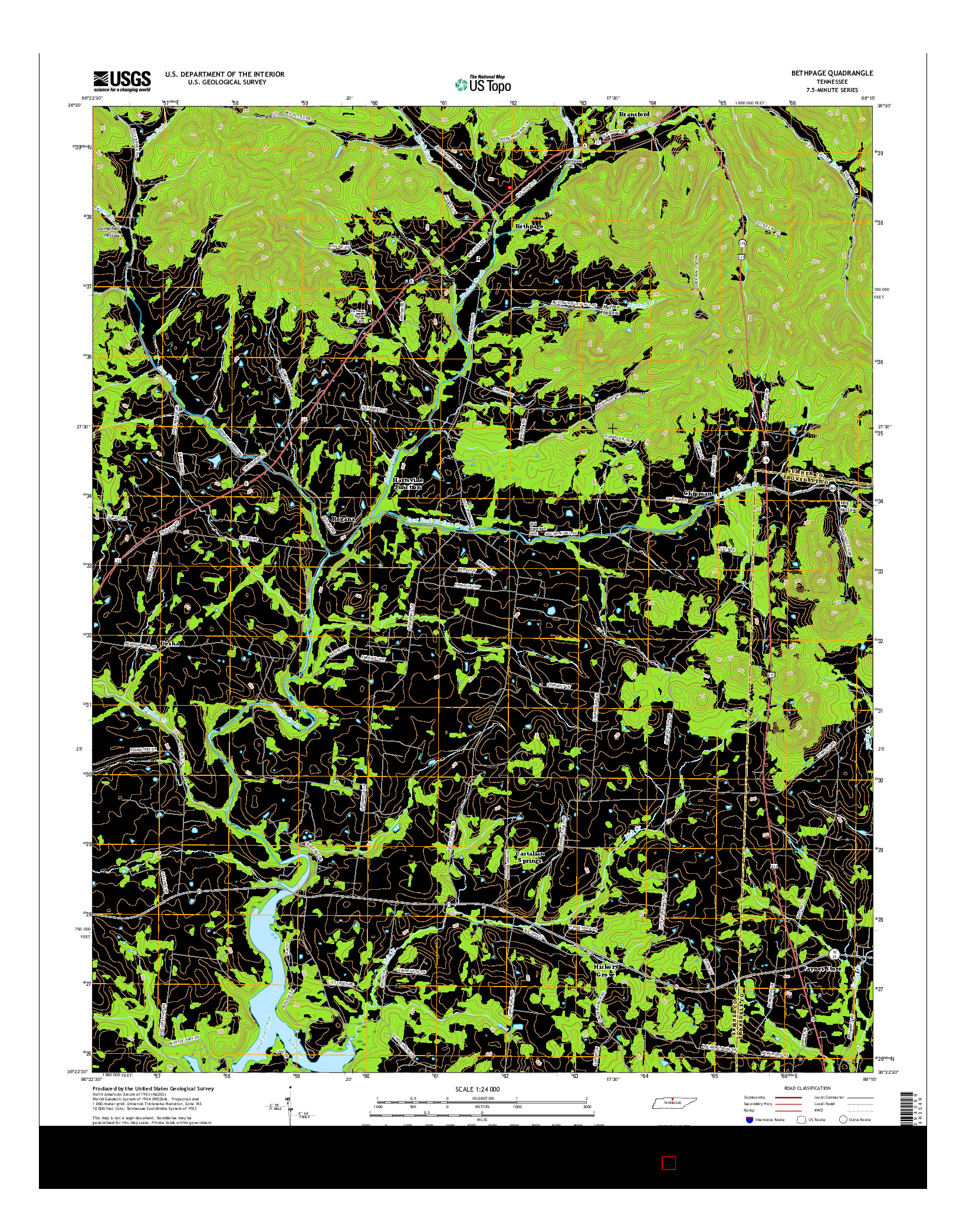 USGS US TOPO 7.5-MINUTE MAP FOR BETHPAGE, TN 2016