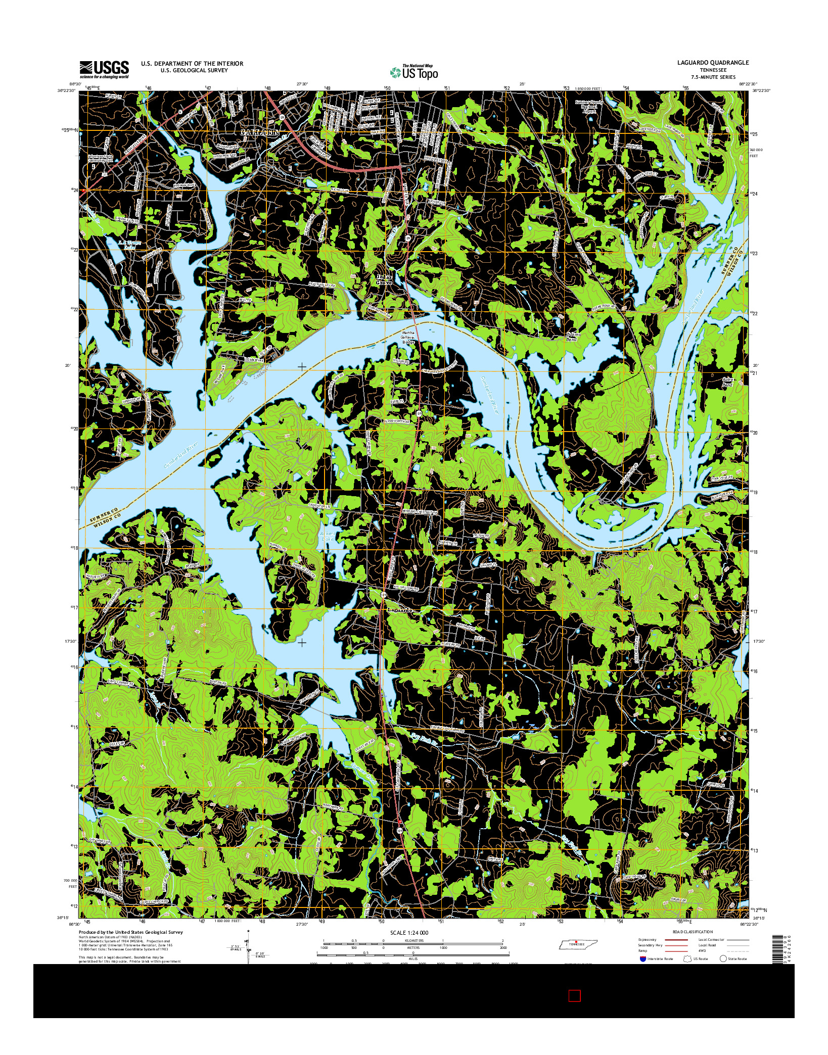 USGS US TOPO 7.5-MINUTE MAP FOR LAGUARDO, TN 2016