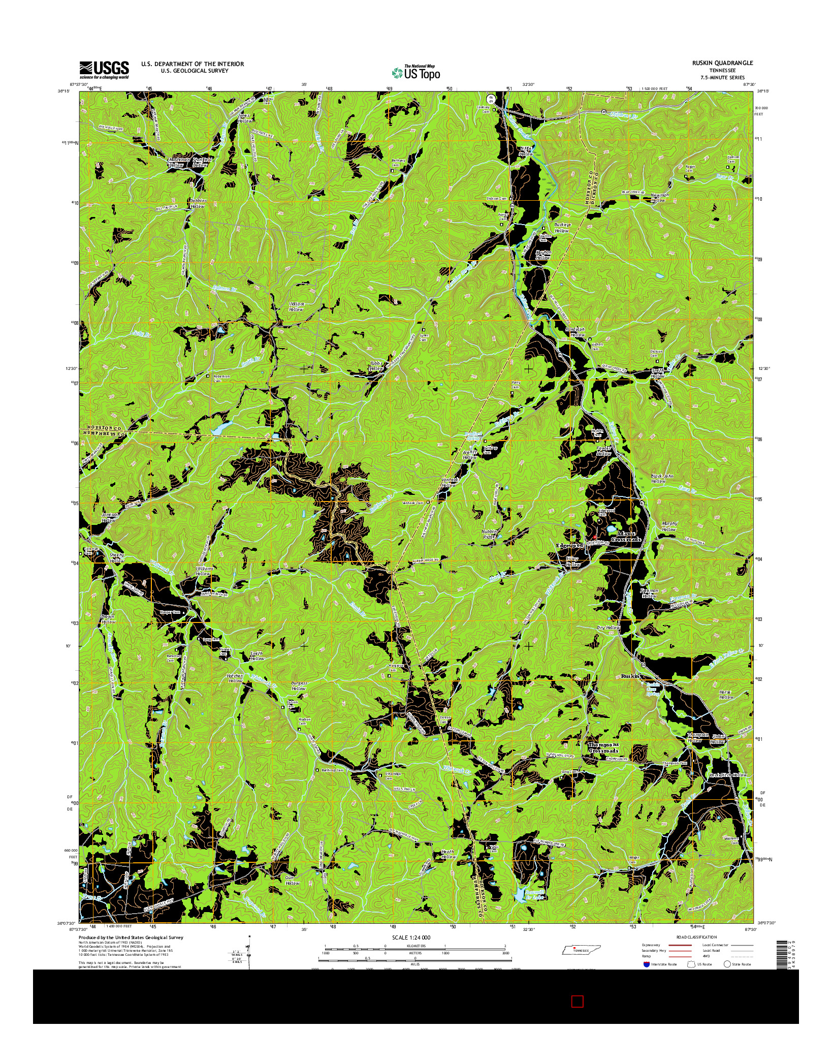 USGS US TOPO 7.5-MINUTE MAP FOR RUSKIN, TN 2016