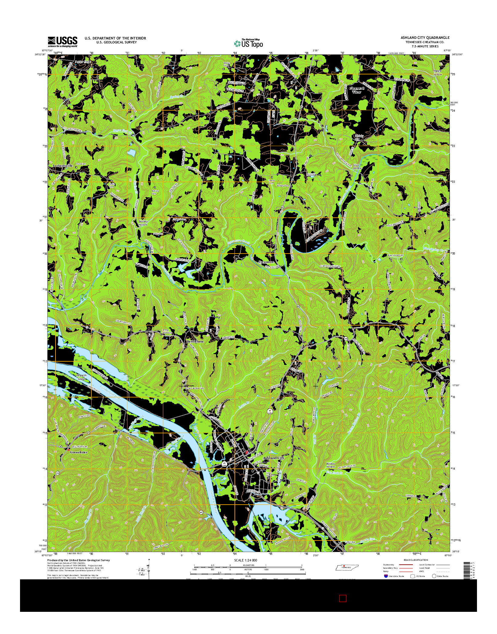 USGS US TOPO 7.5-MINUTE MAP FOR ASHLAND CITY, TN 2016