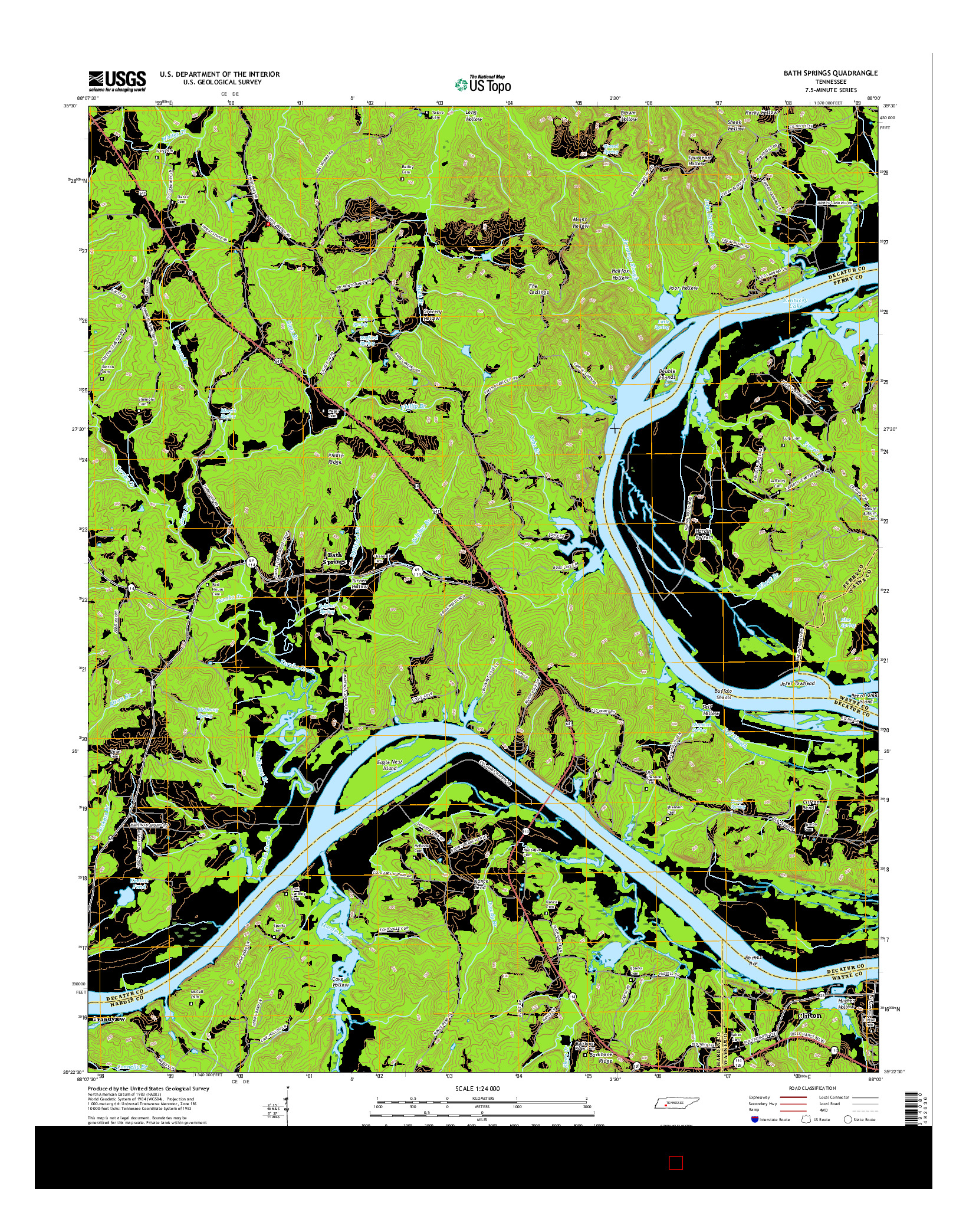 USGS US TOPO 7.5-MINUTE MAP FOR BATH SPRINGS, TN 2016