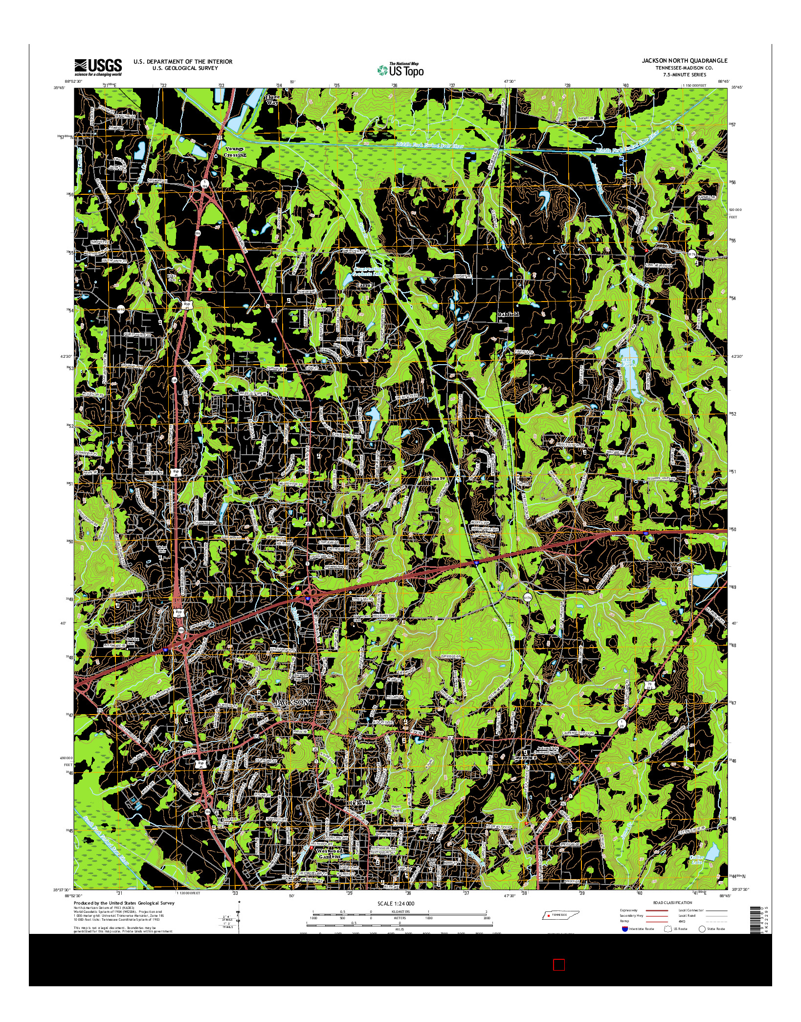 USGS US TOPO 7.5-MINUTE MAP FOR JACKSON NORTH, TN 2016