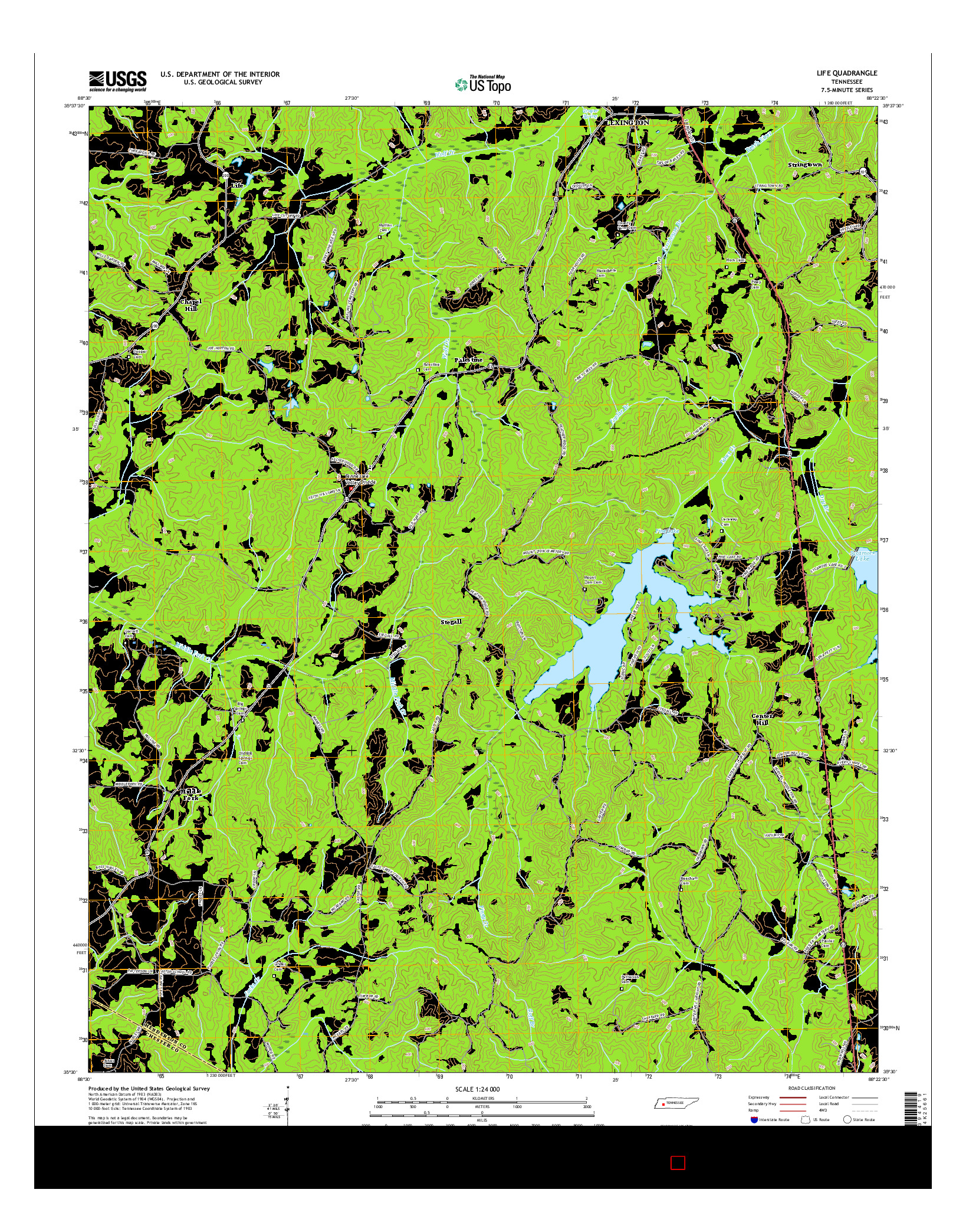 USGS US TOPO 7.5-MINUTE MAP FOR LIFE, TN 2016