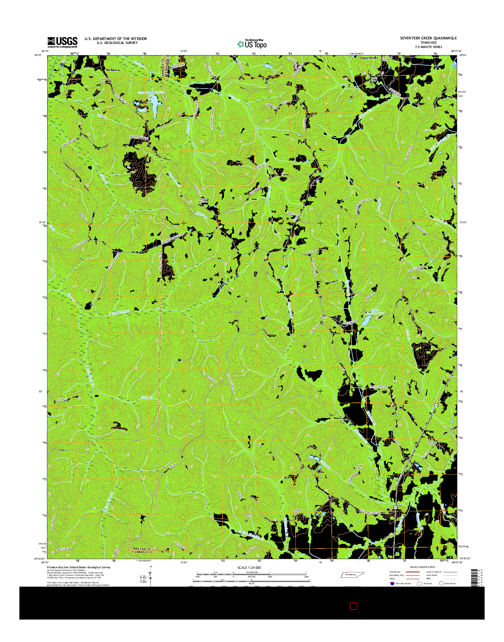 USGS US TOPO 7.5-MINUTE MAP FOR SEVENTEEN CREEK, TN 2016