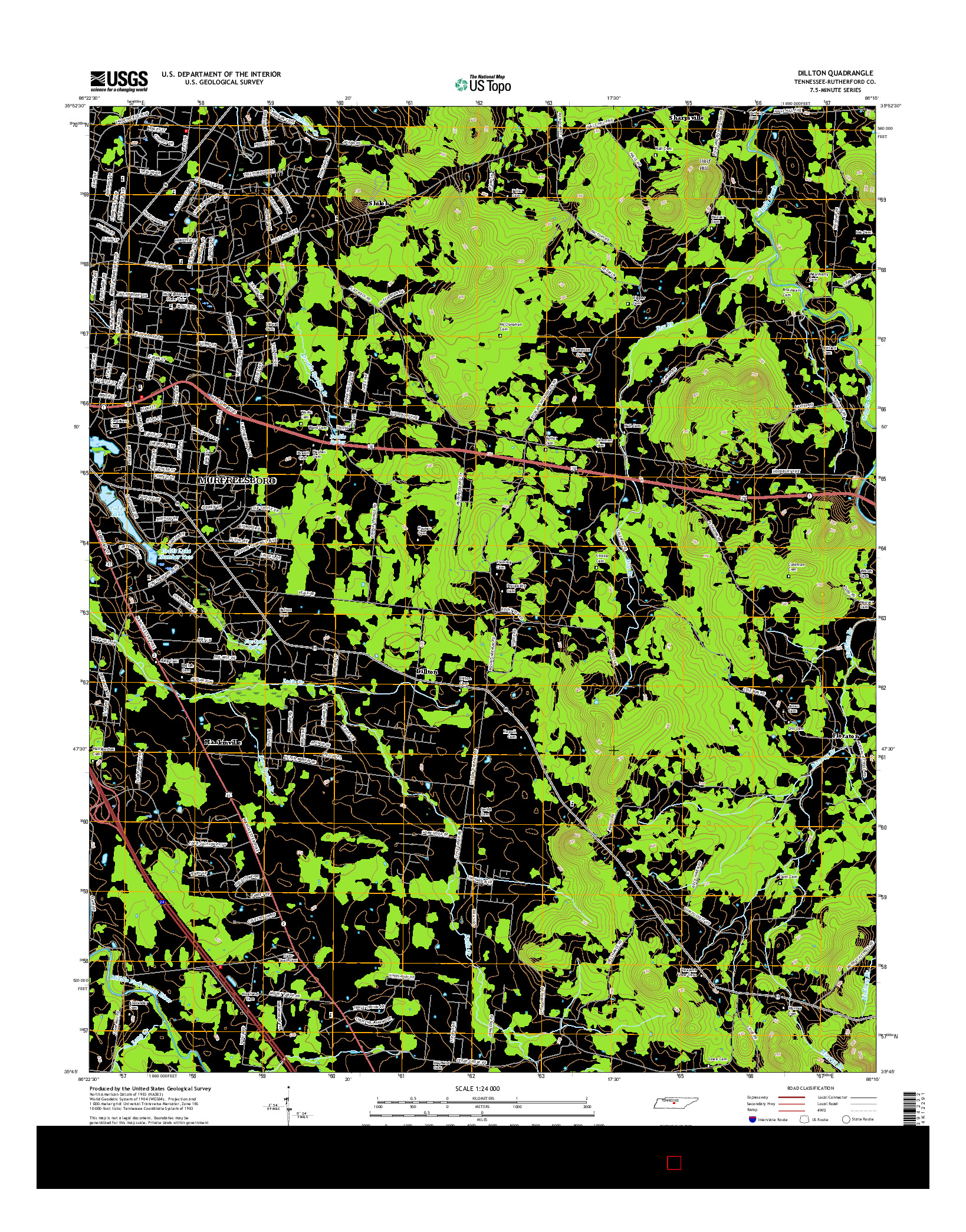 USGS US TOPO 7.5-MINUTE MAP FOR DILLTON, TN 2016