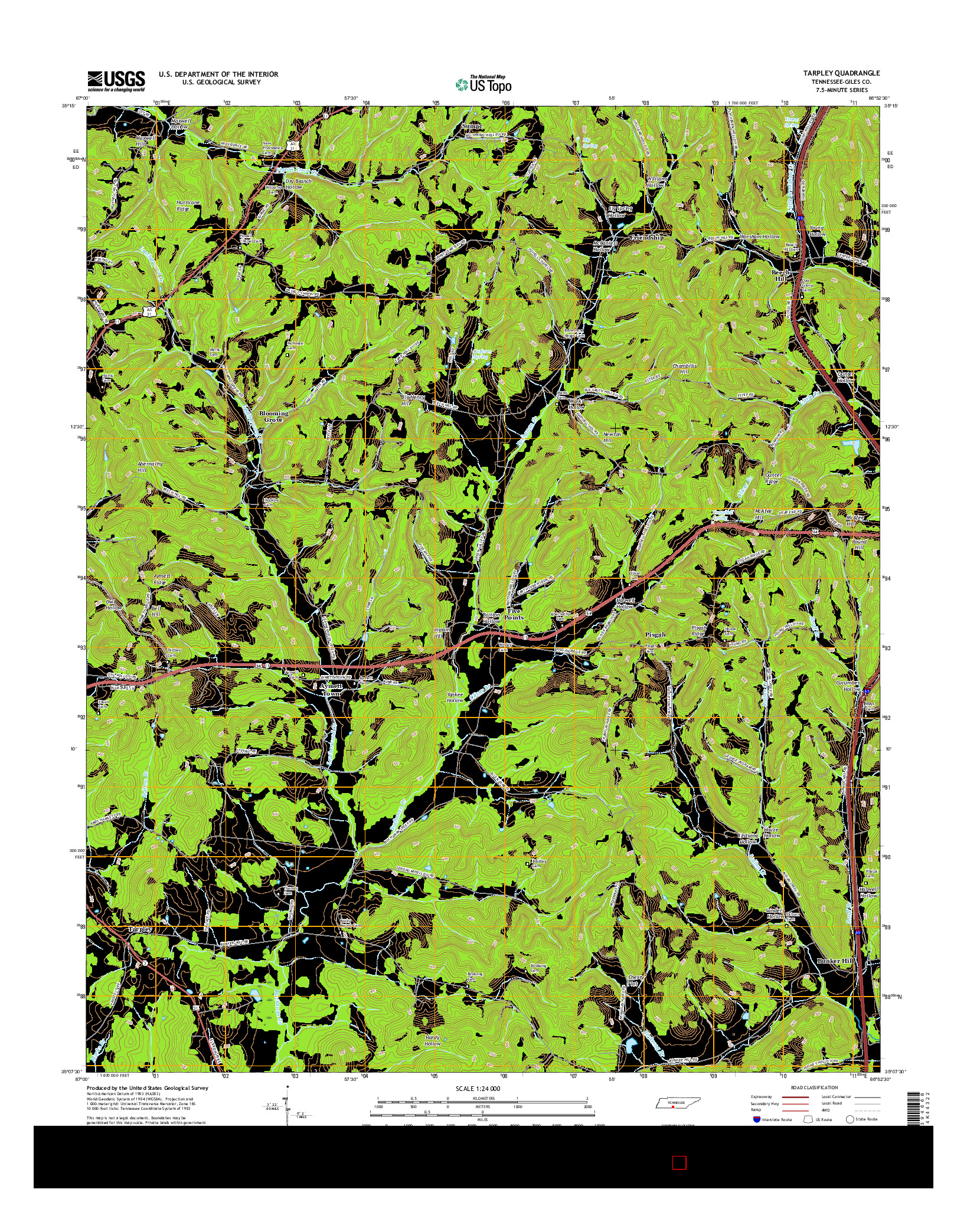 USGS US TOPO 7.5-MINUTE MAP FOR TARPLEY, TN 2016