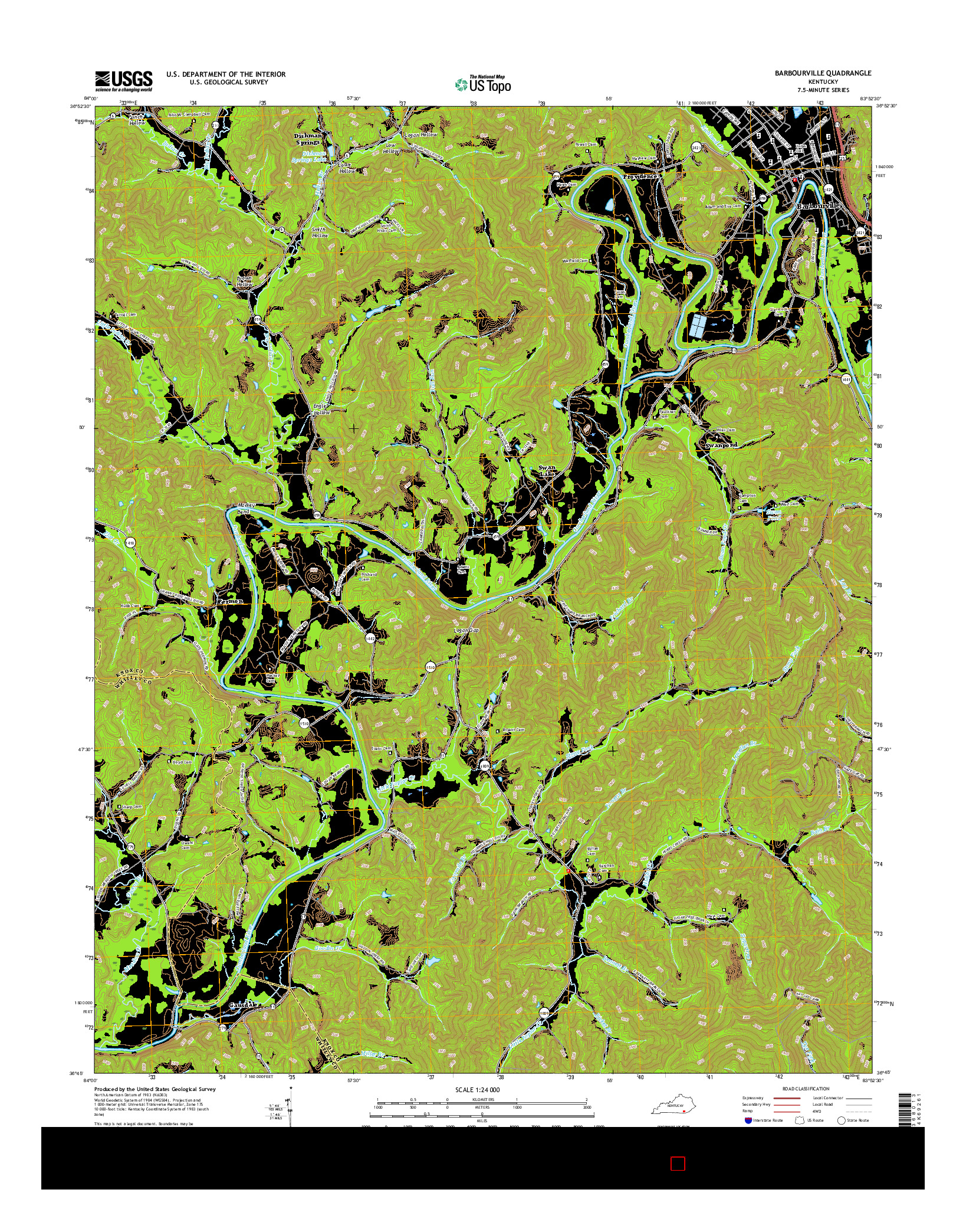 USGS US TOPO 7.5-MINUTE MAP FOR BARBOURVILLE, KY 2016