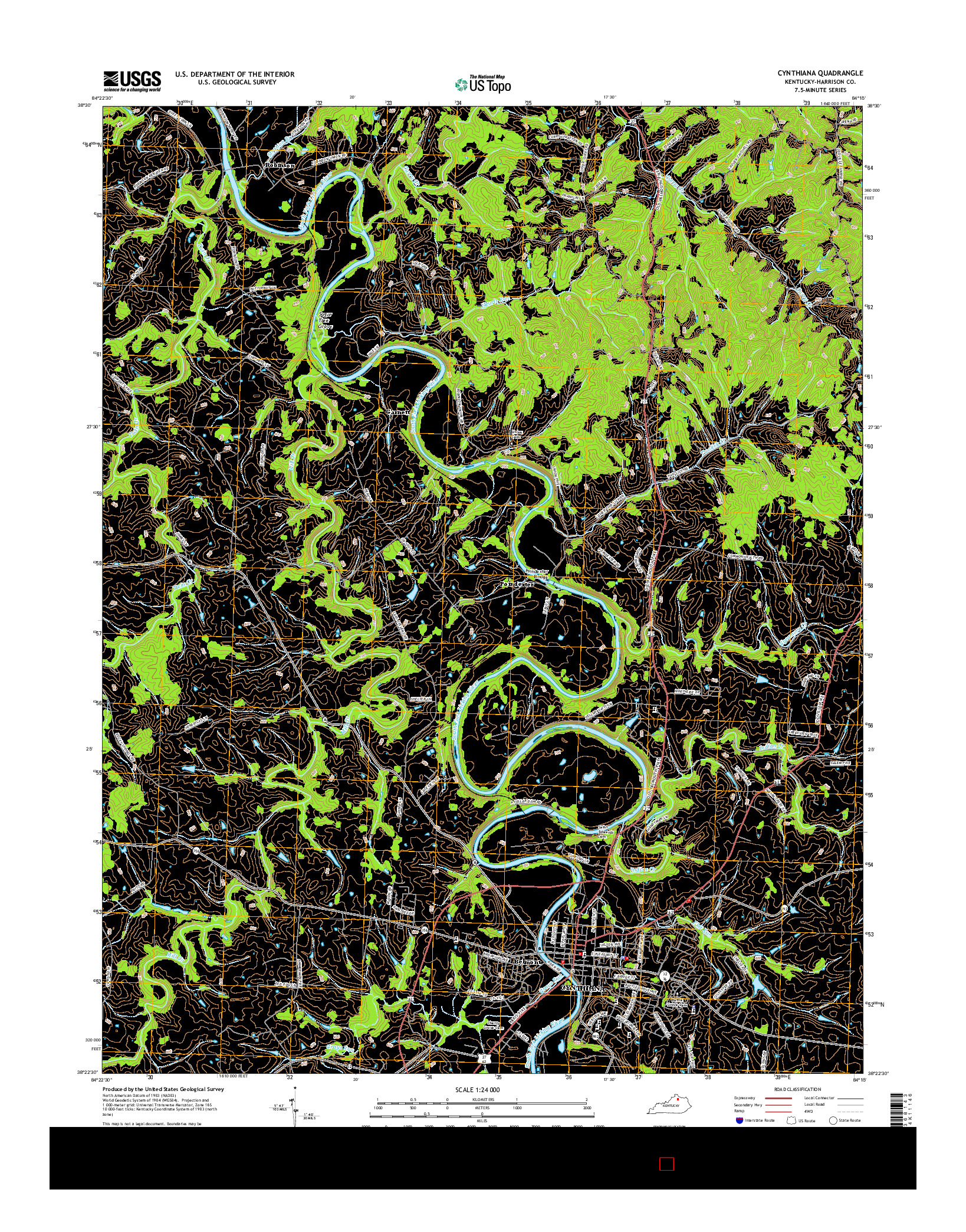 USGS US TOPO 7.5-MINUTE MAP FOR CYNTHIANA, KY 2016