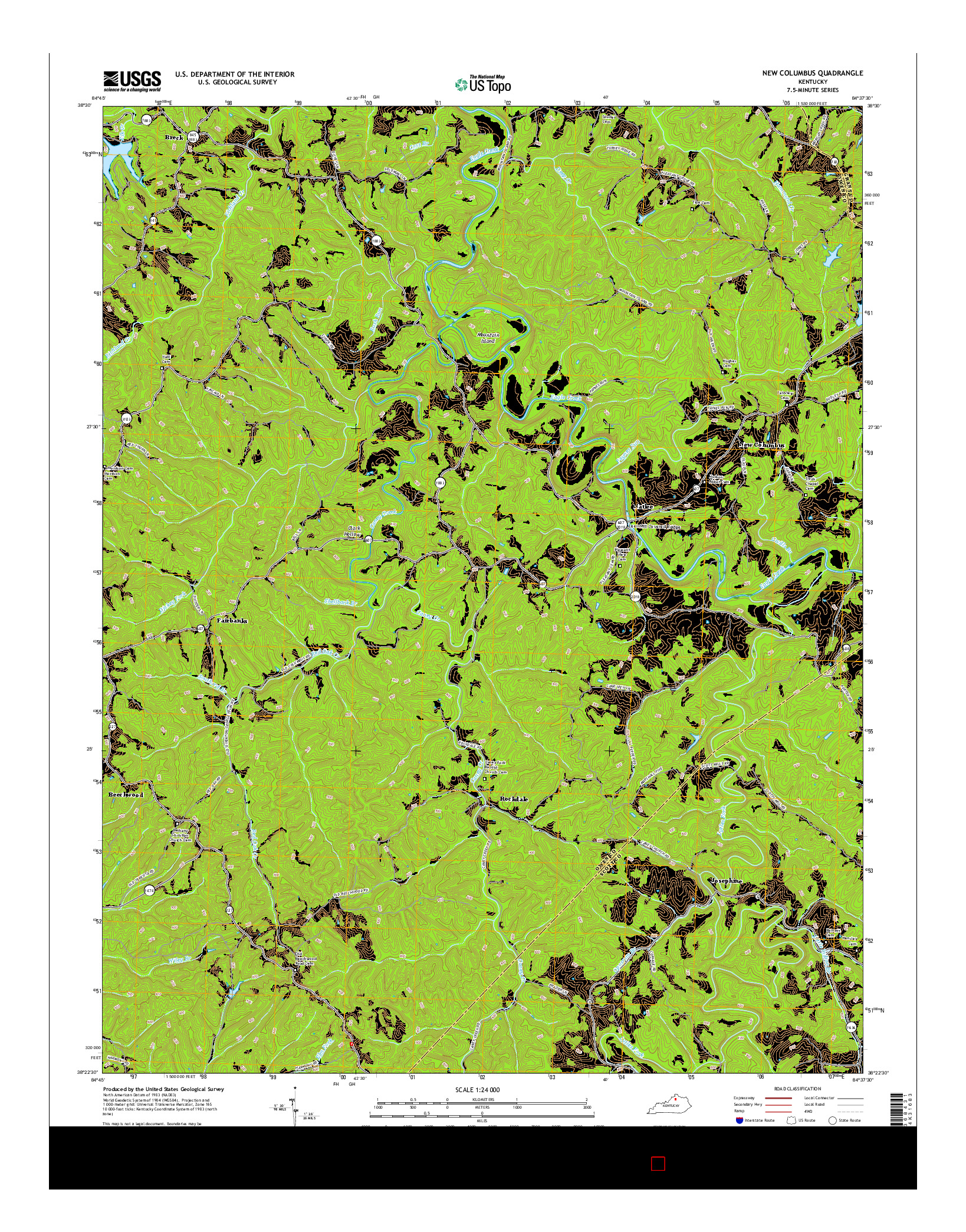 USGS US TOPO 7.5-MINUTE MAP FOR NEW COLUMBUS, KY 2016