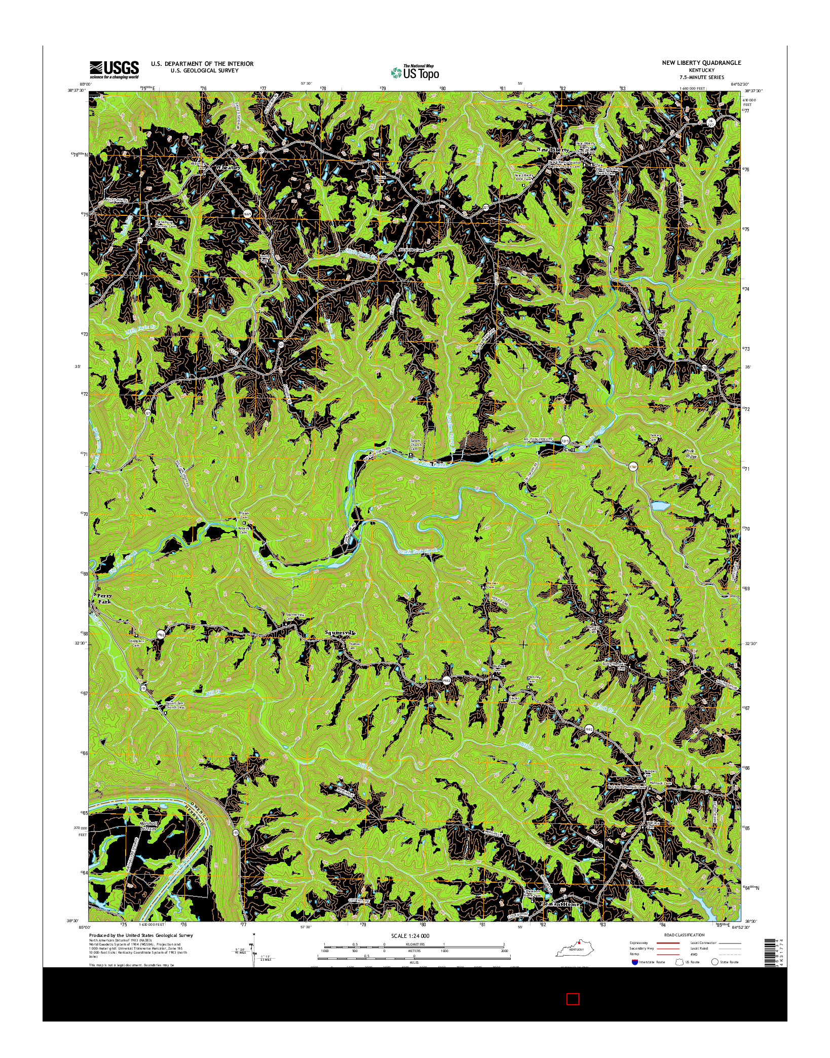 USGS US TOPO 7.5-MINUTE MAP FOR NEW LIBERTY, KY 2016