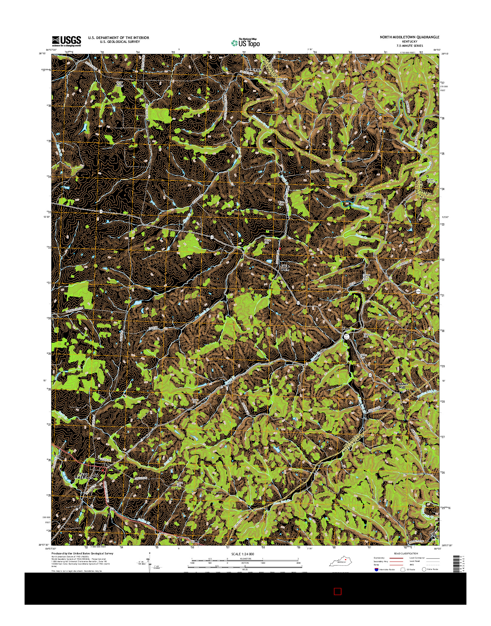 USGS US TOPO 7.5-MINUTE MAP FOR NORTH MIDDLETOWN, KY 2016