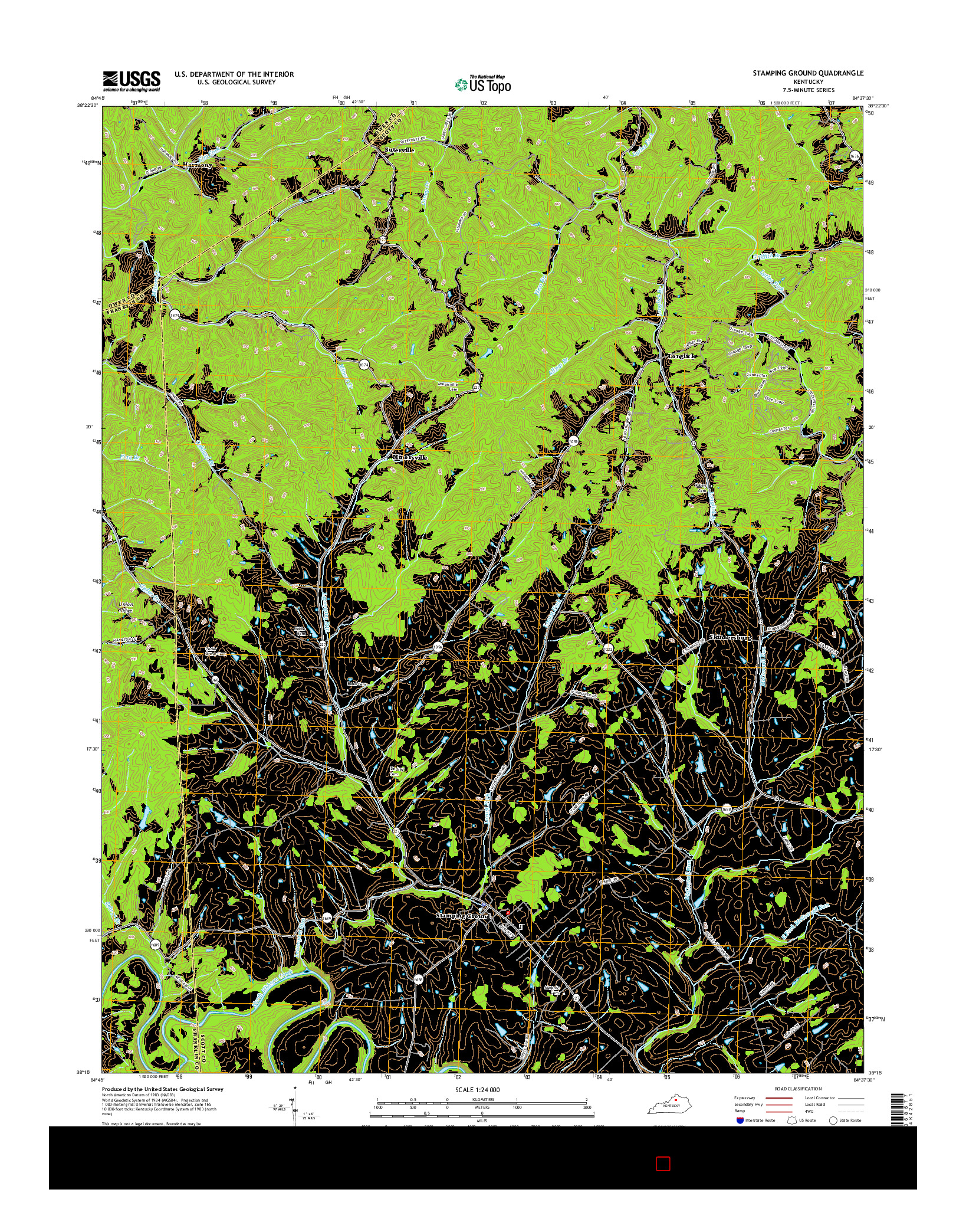 USGS US TOPO 7.5-MINUTE MAP FOR STAMPING GROUND, KY 2016