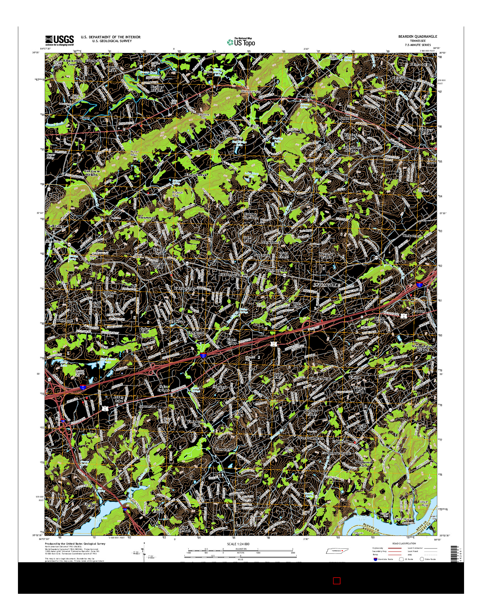 USGS US TOPO 7.5-MINUTE MAP FOR BEARDEN, TN 2016